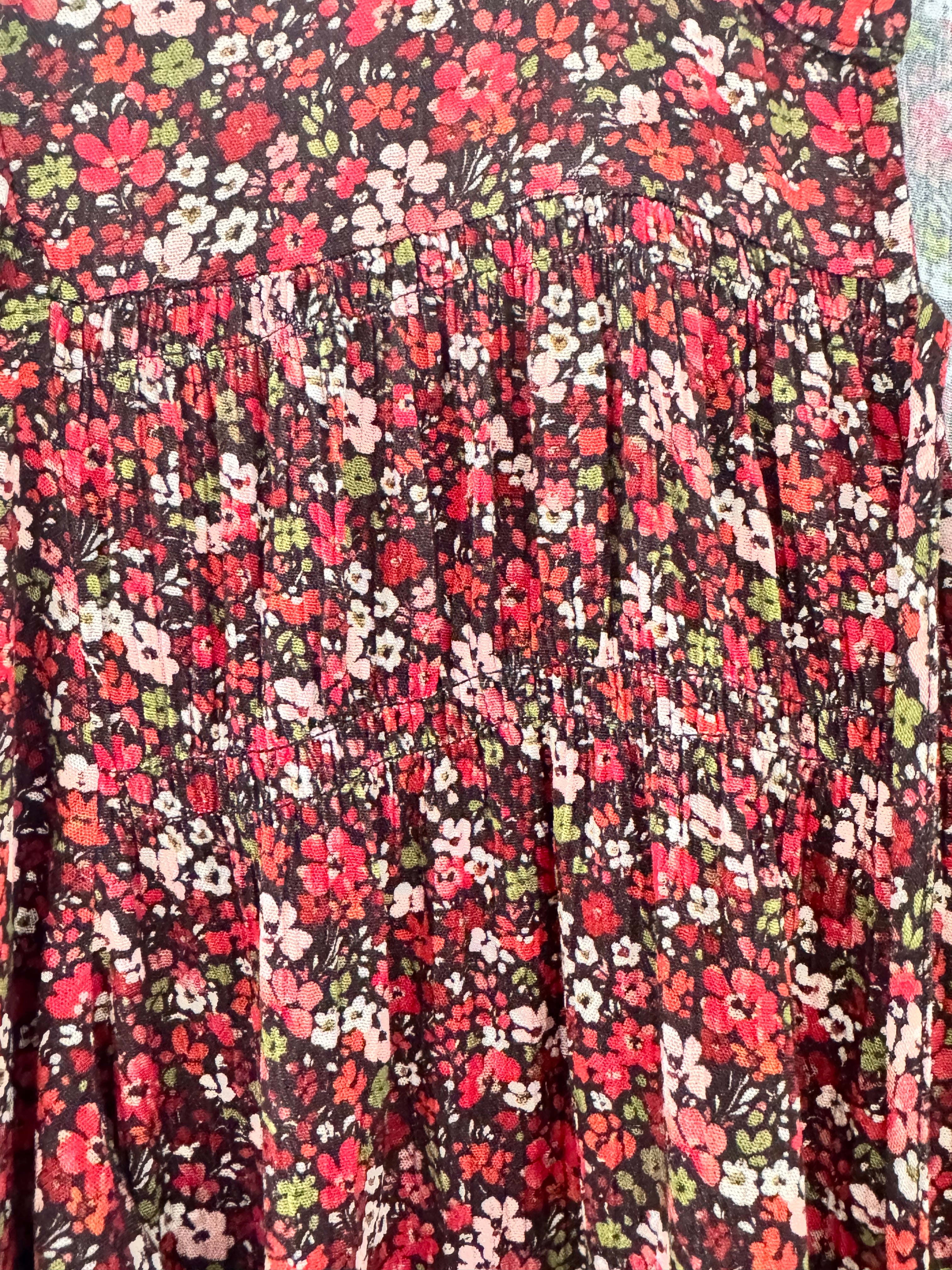 Ditsy Blouse in Red & Chocolate