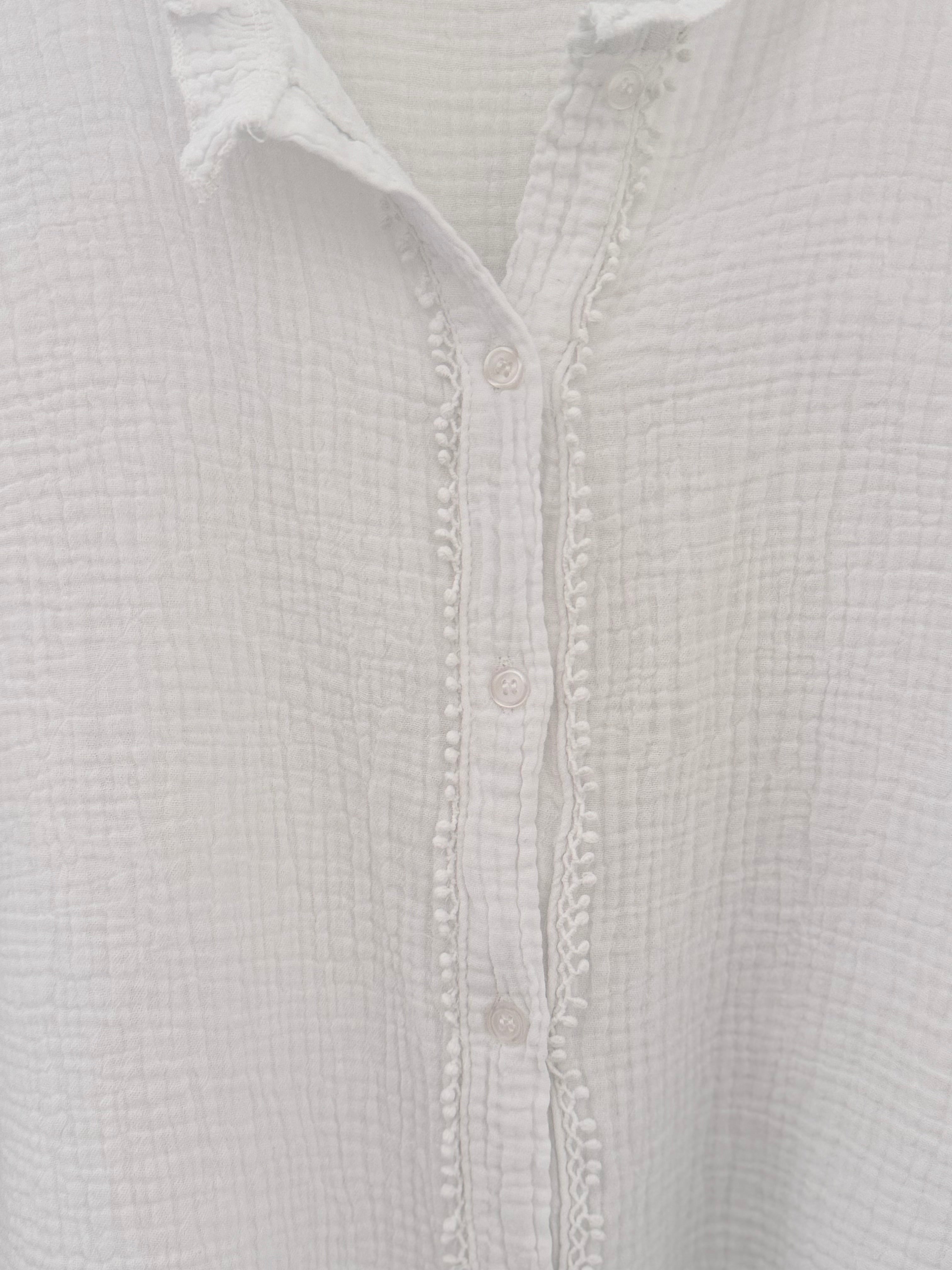 Detailed Cheesecloth Shirt in White