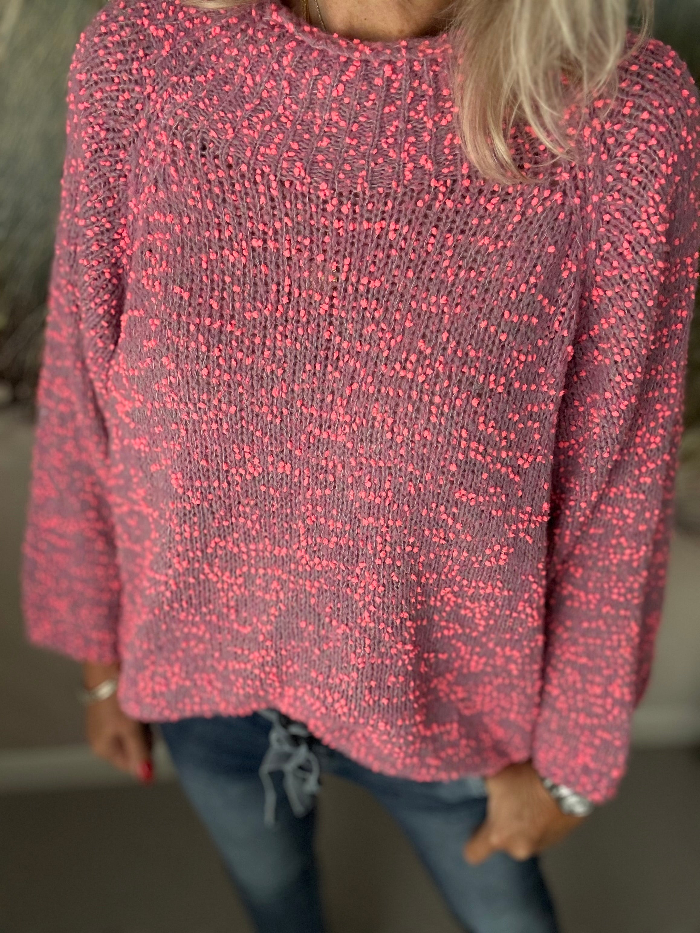 Popcorn Boucle Jumper in Pinks