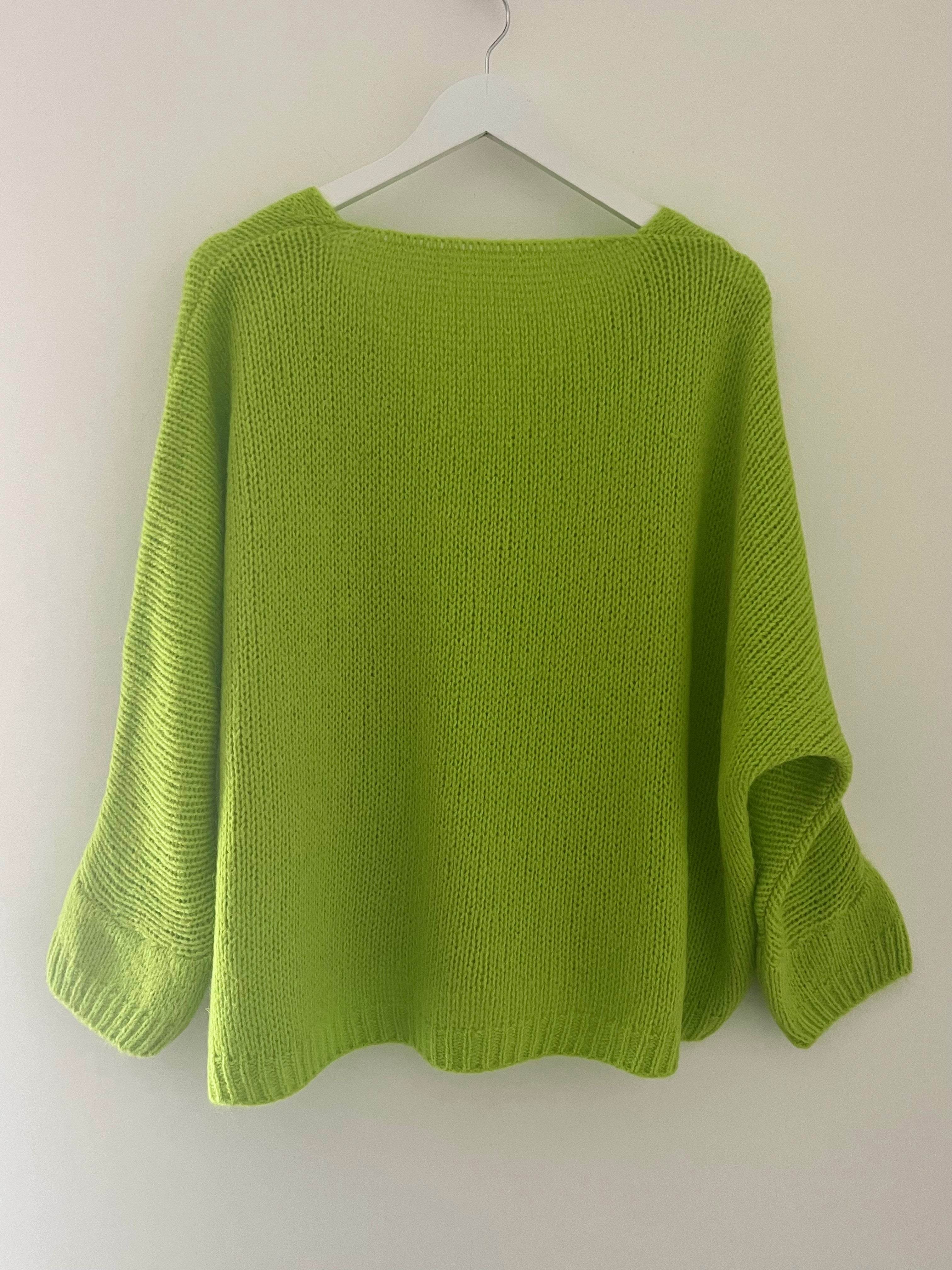 V Neck Jumper in Bright Lime The Meek Boutique