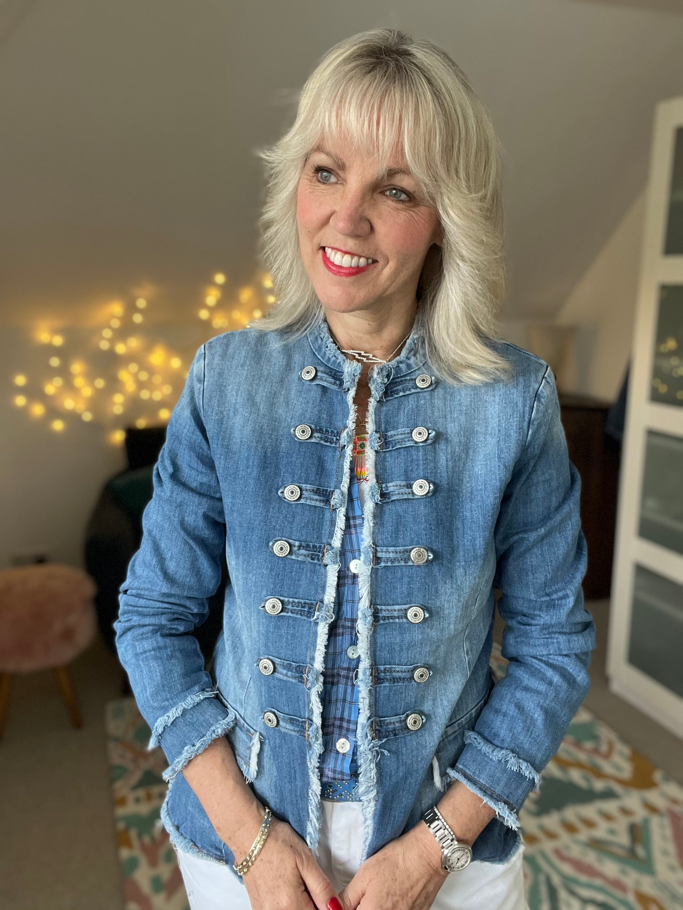 Military Jacket With frayed edges in Denim