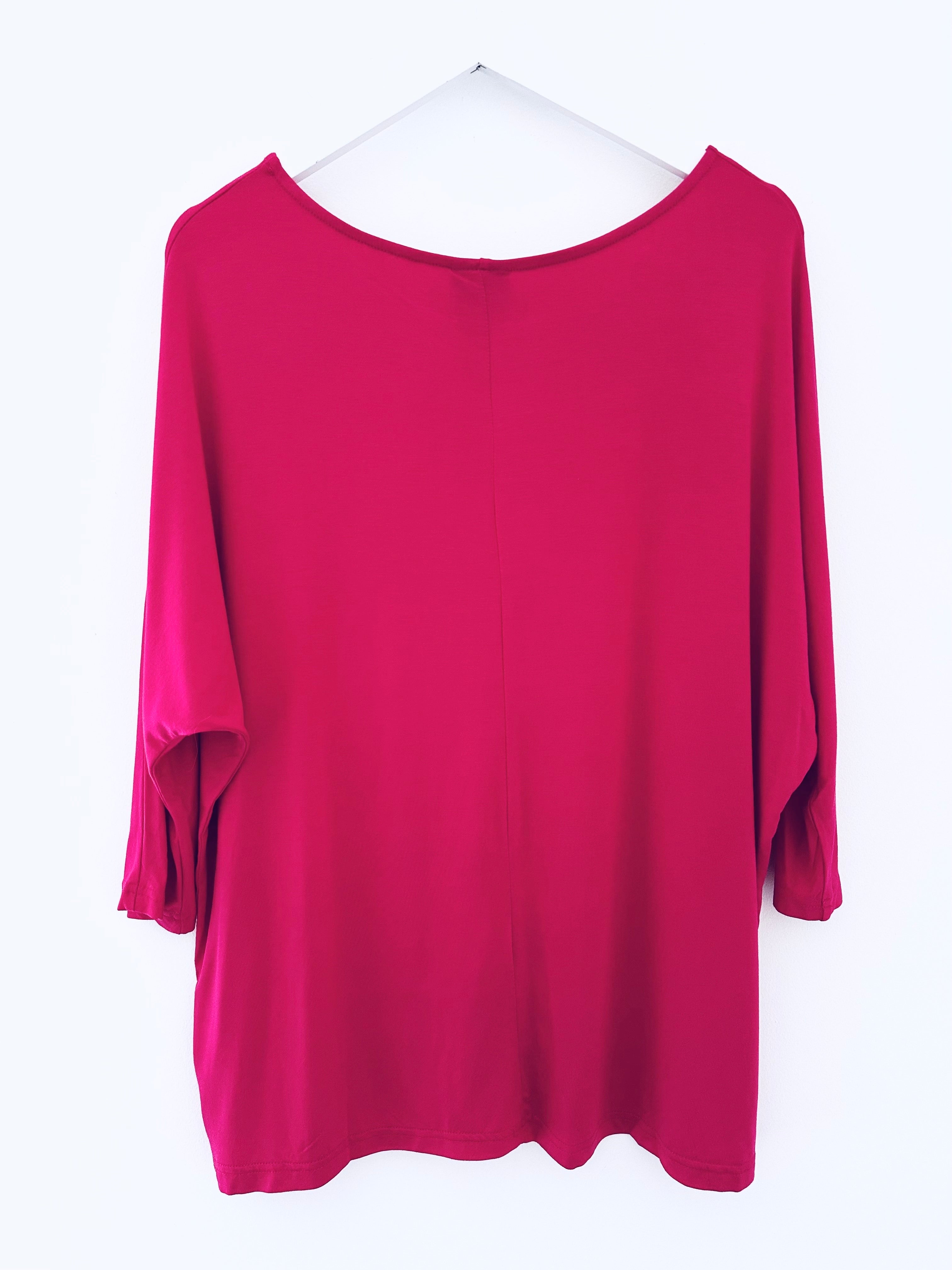 Bamboo Jersey Batwing Top in Raspberry