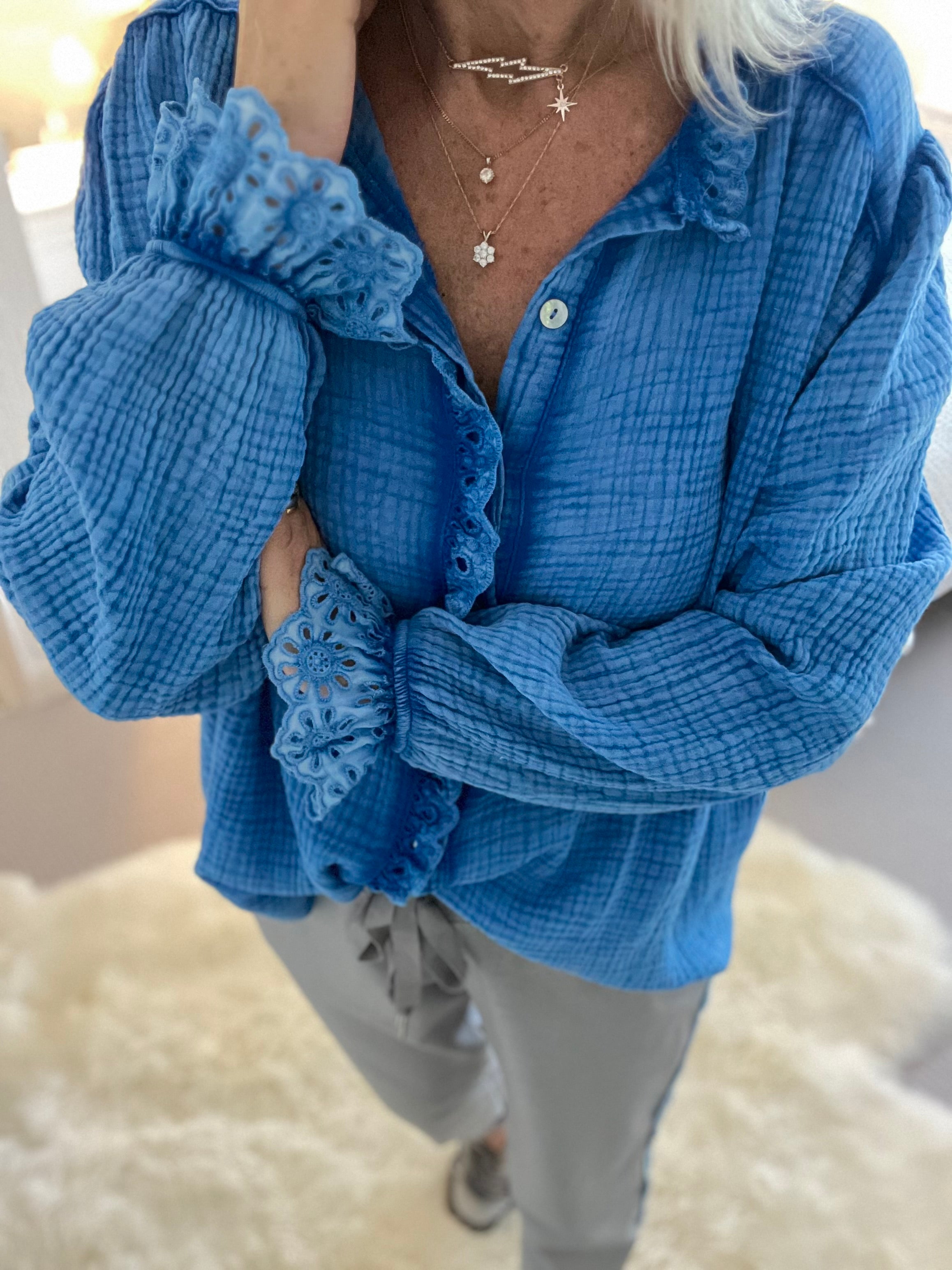 Cheesecloth Shirt in Bright Blue