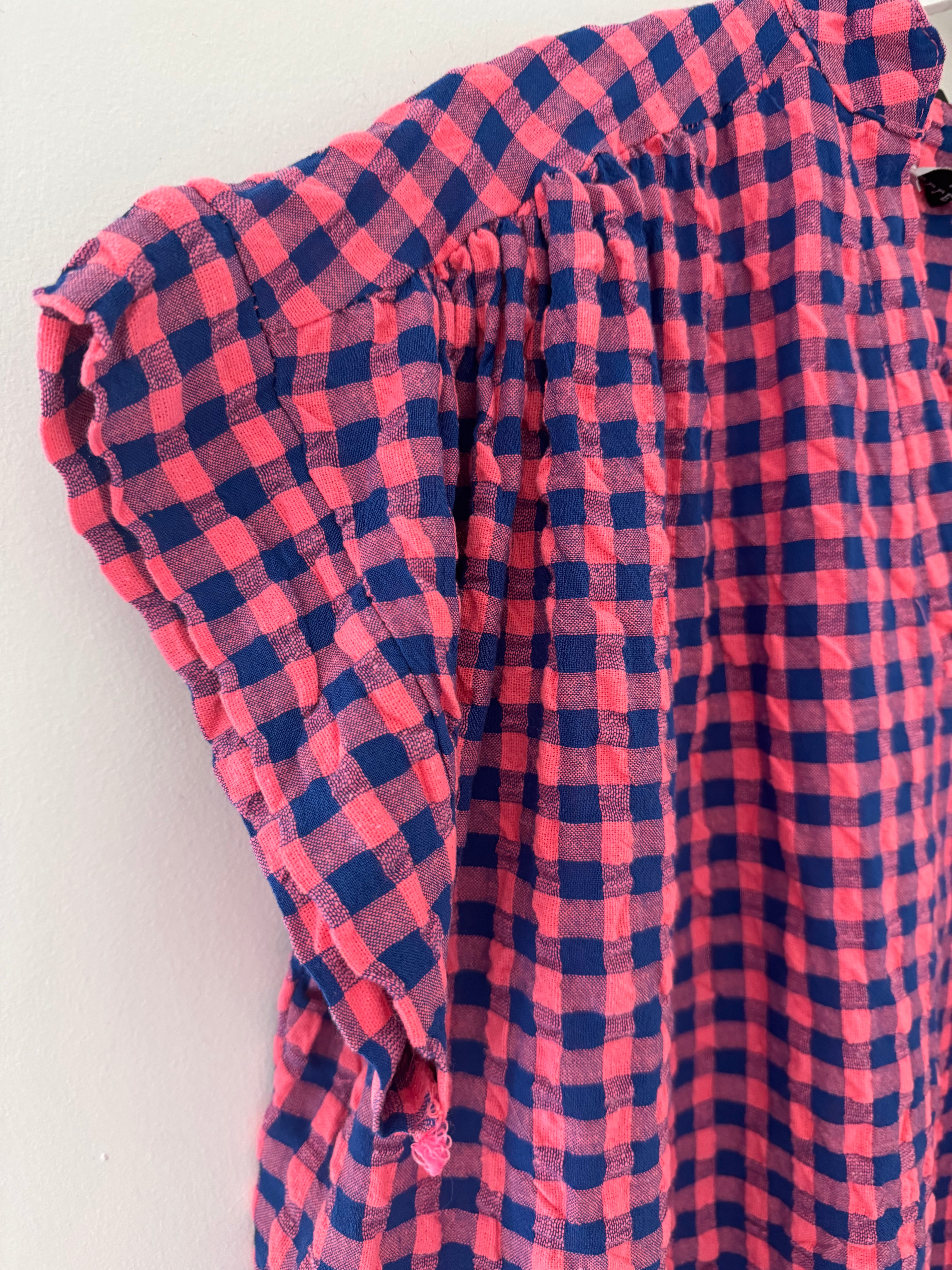 Check Top in Pink & Blue