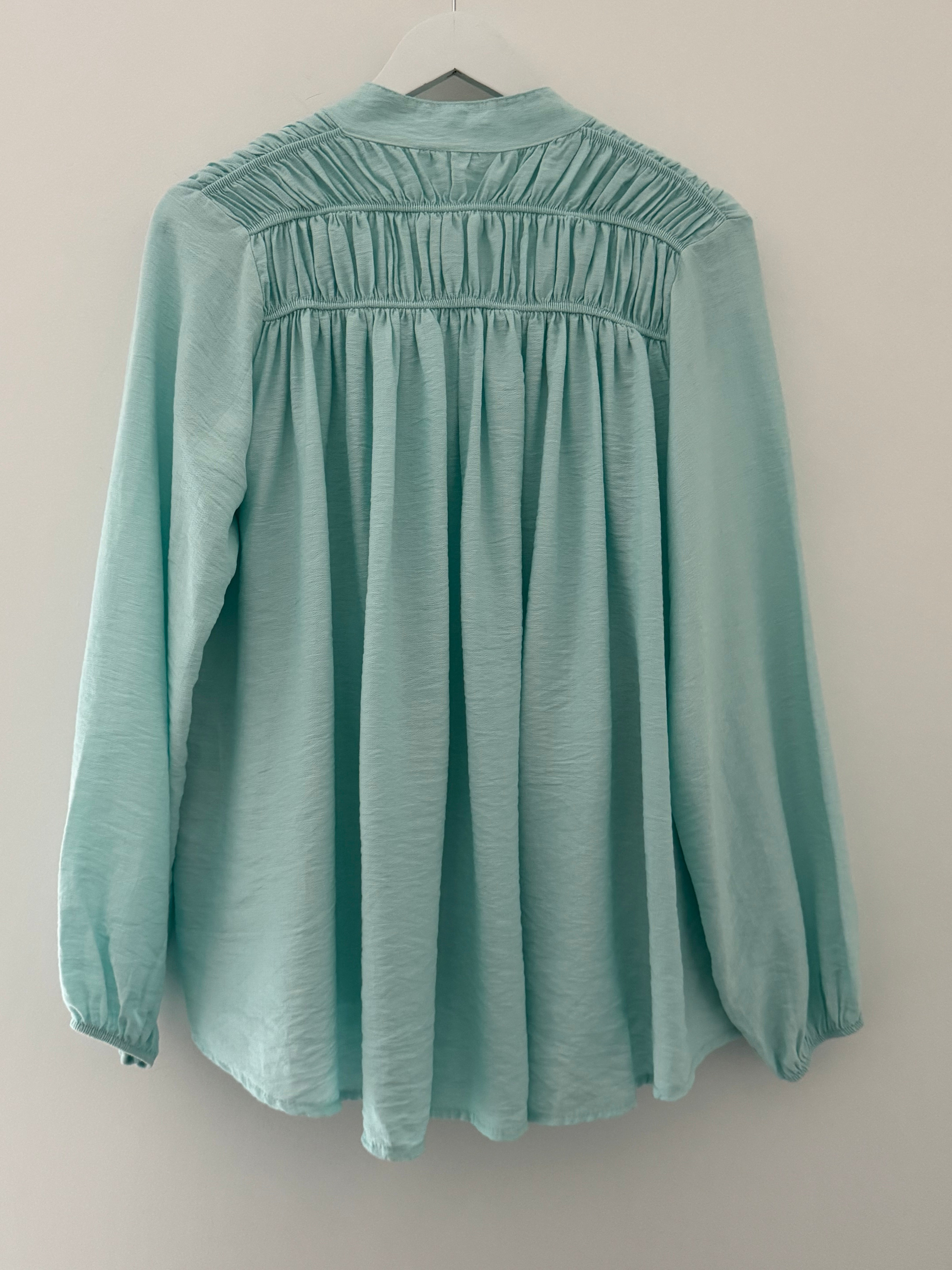 Shirred Blouse in Spearmint