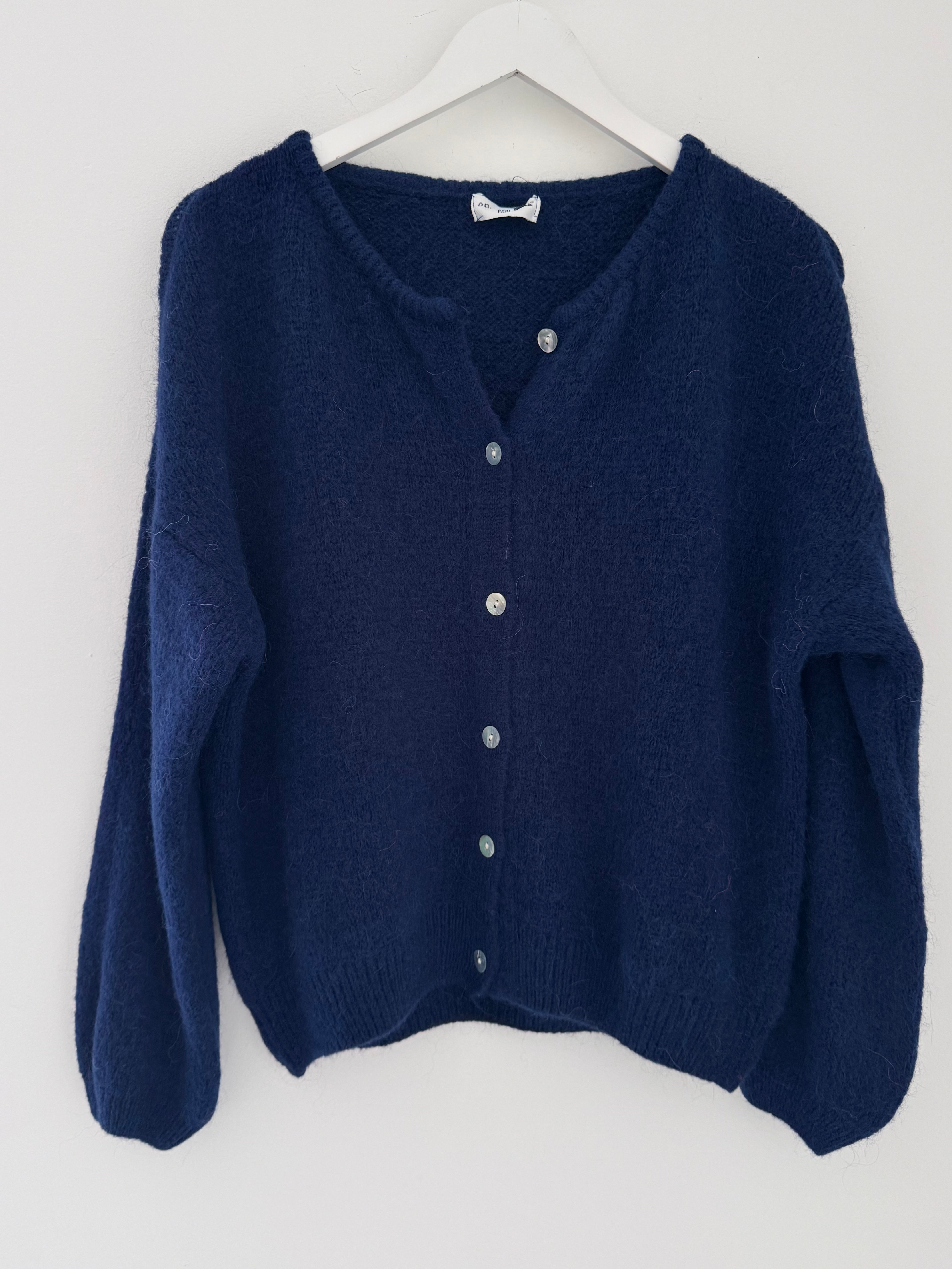 Alpaca Buttoned Cardi in Navy