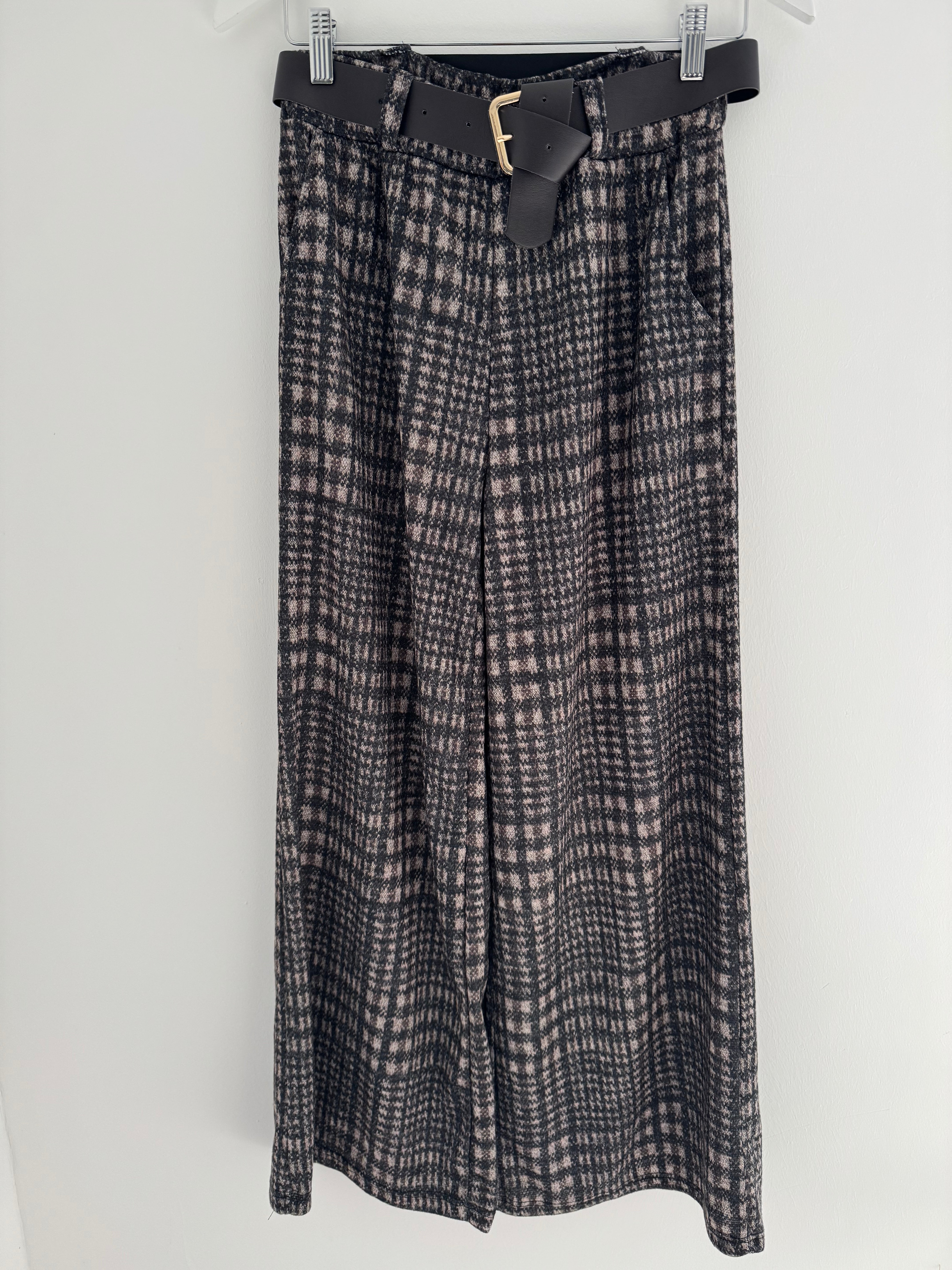 Soft Brushed Check Trousers with Stretch Waist