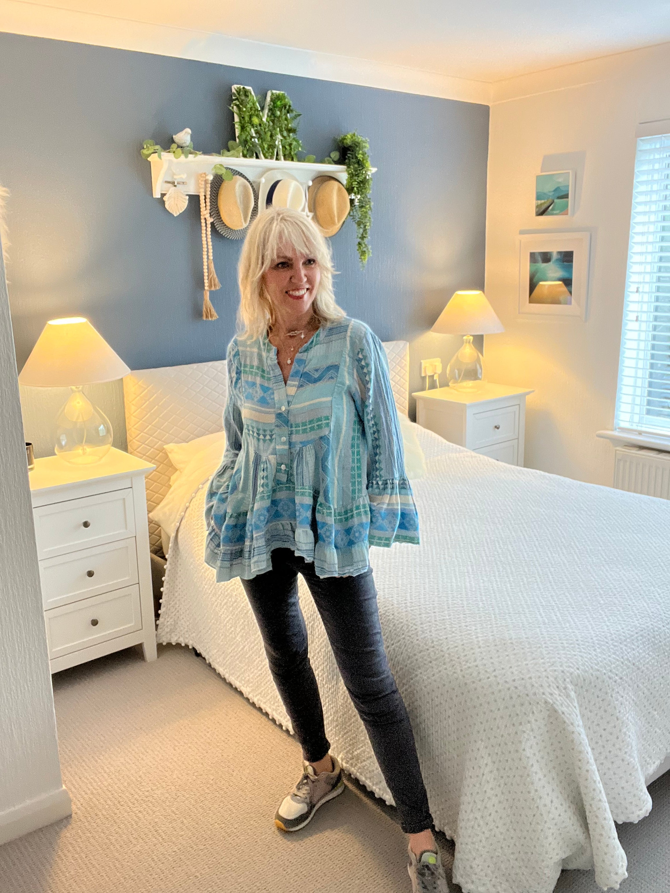 Embroidered Top in Blue & Turquoise