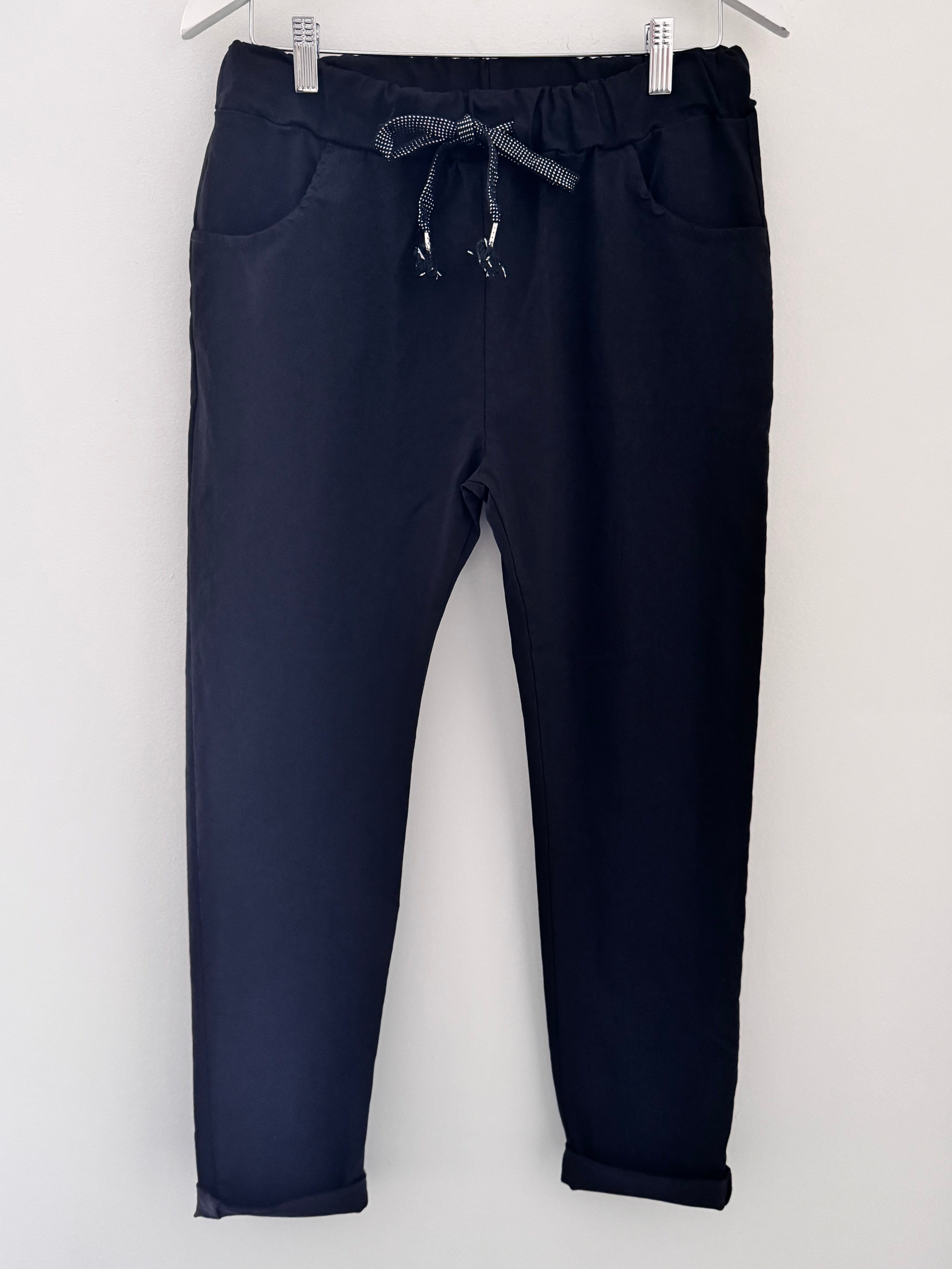 Super Stretch Joggers with Sparkly Tie in Black