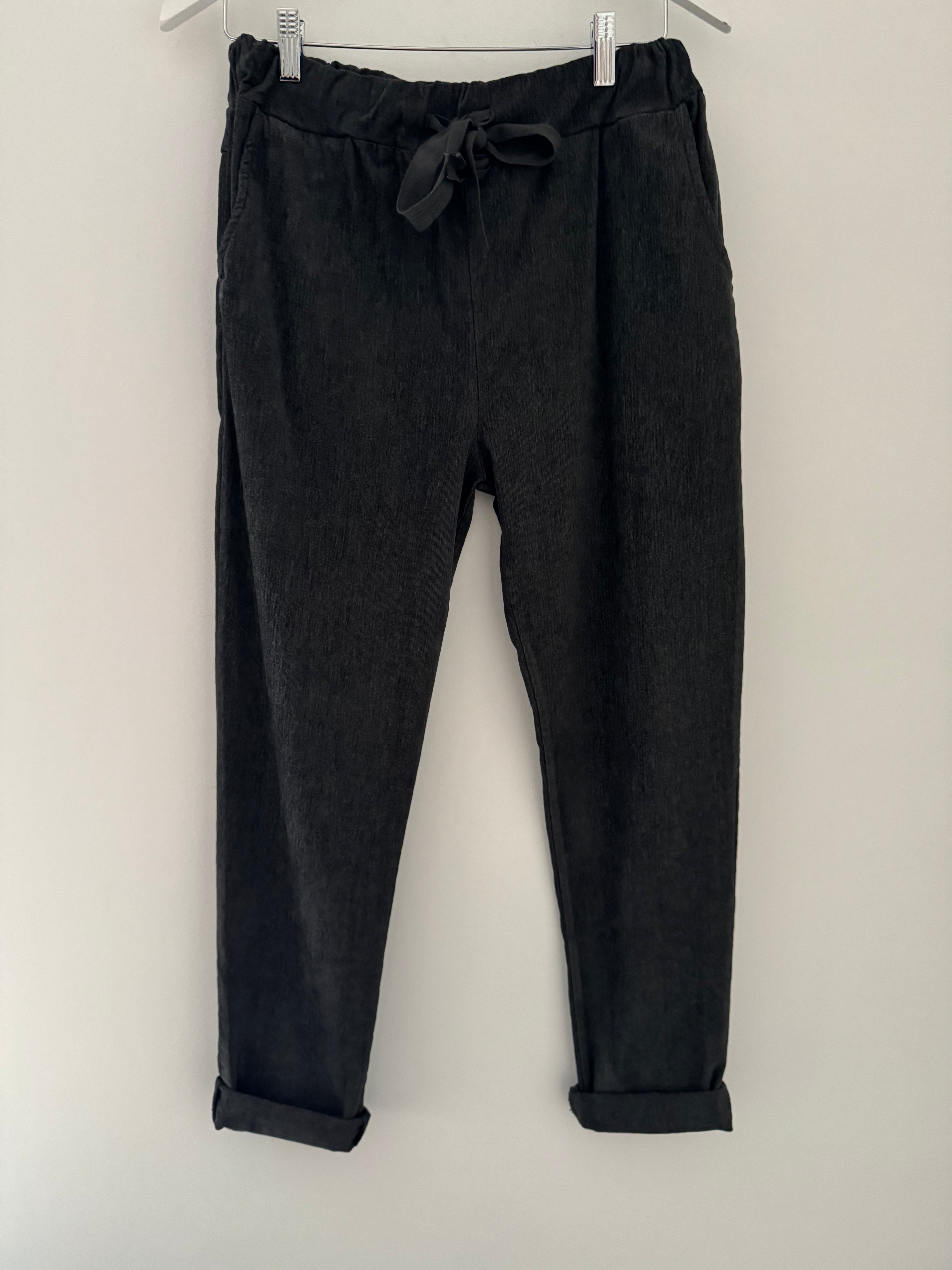 Needlecord Stretch Joggers in Charcoal