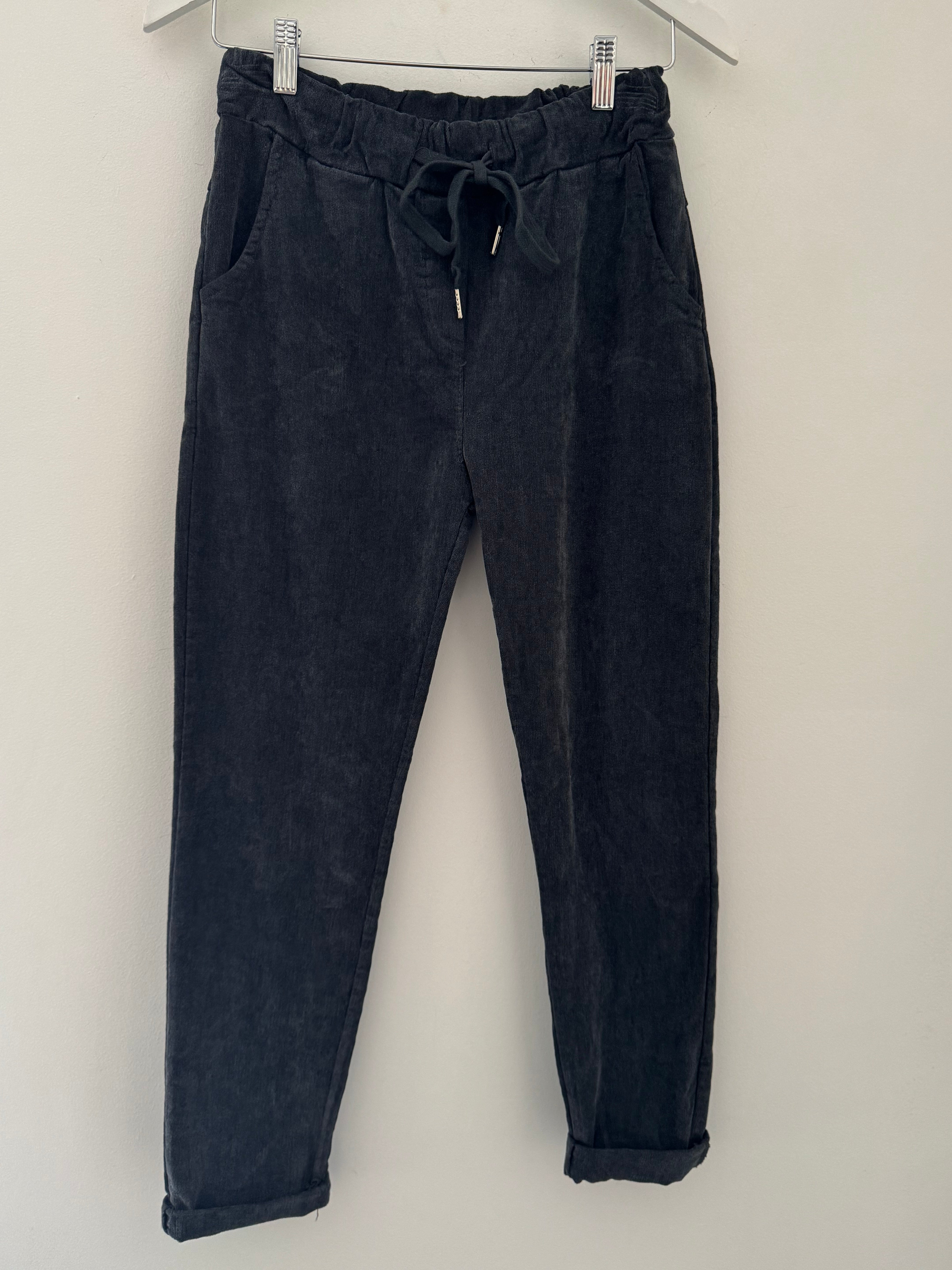 Needlecord Stretch Joggers in Dark Grey