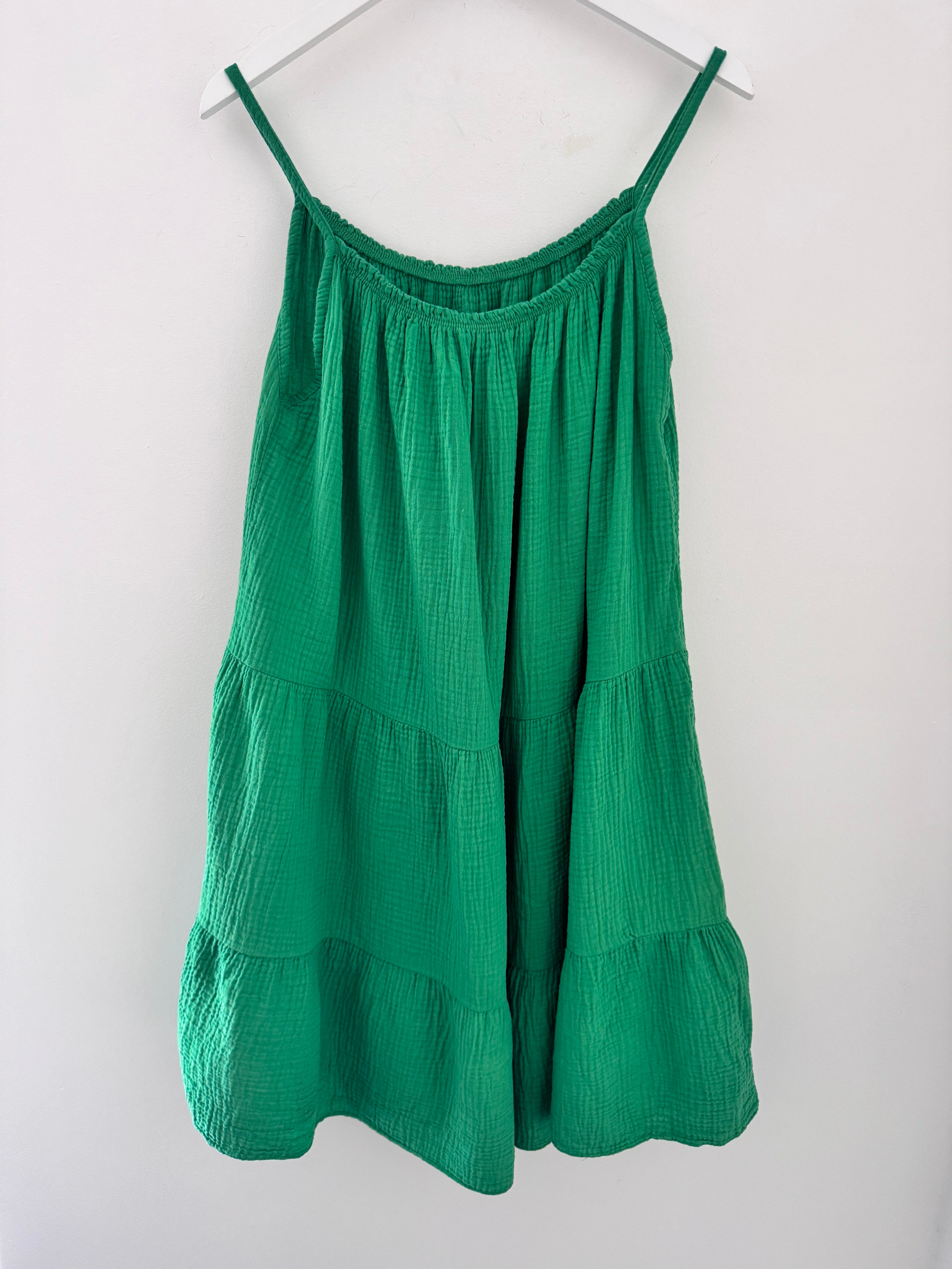 Cheesecloth Dress in Emerald