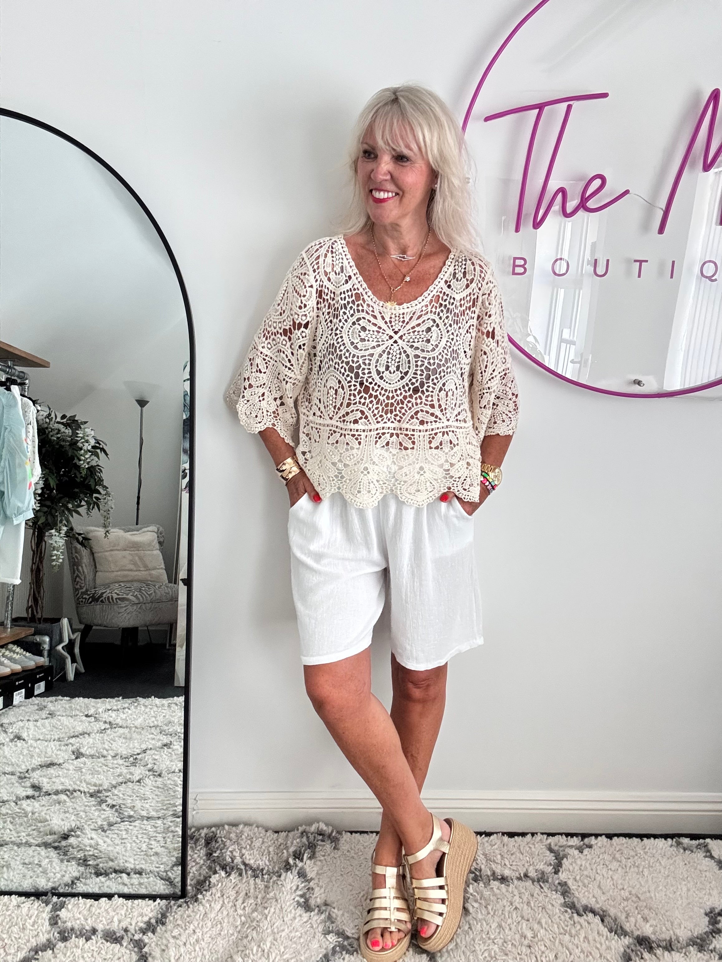 Crochet Top in Ecru