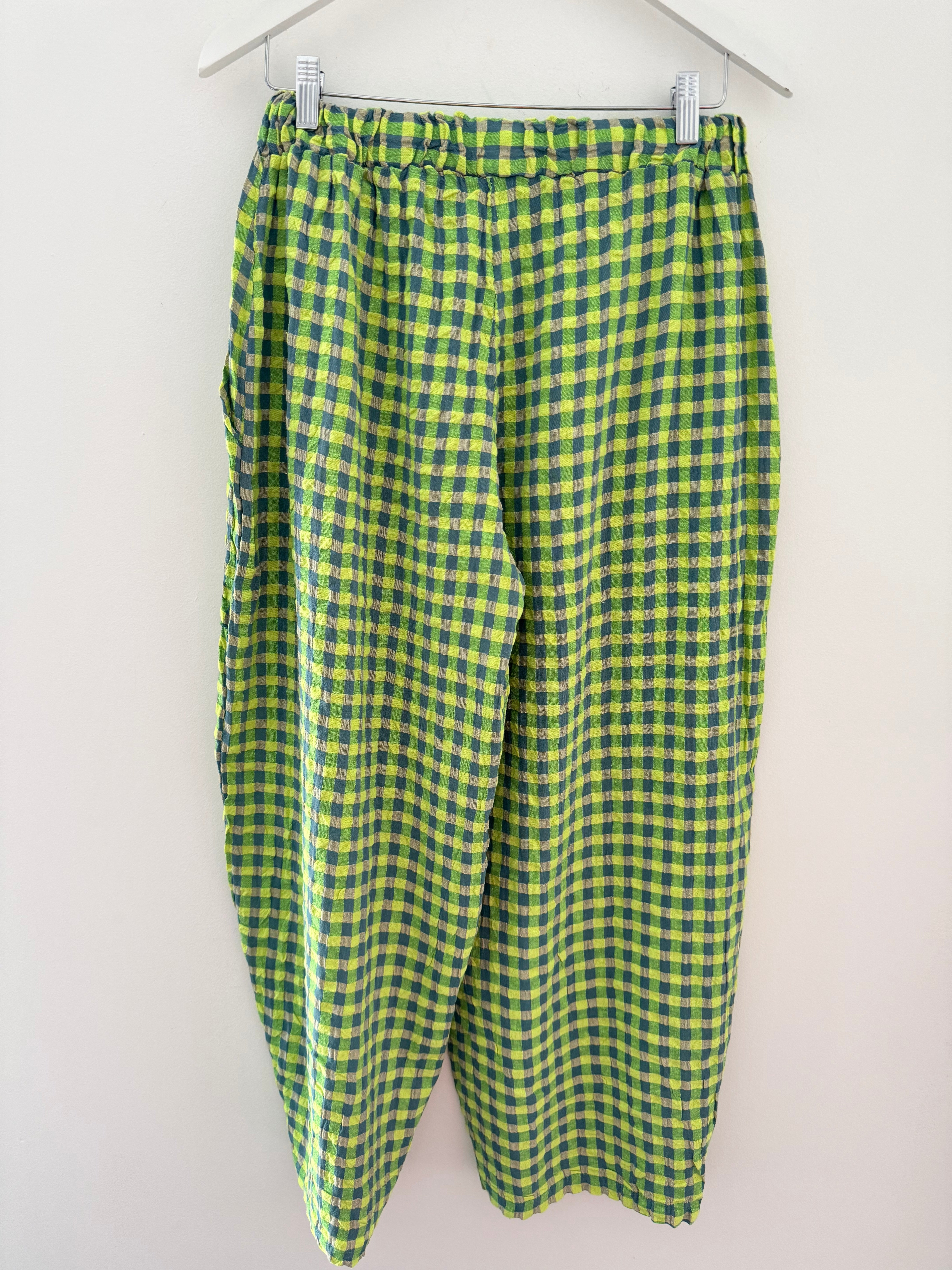 Barrel Check Trousers in Neon Citrus