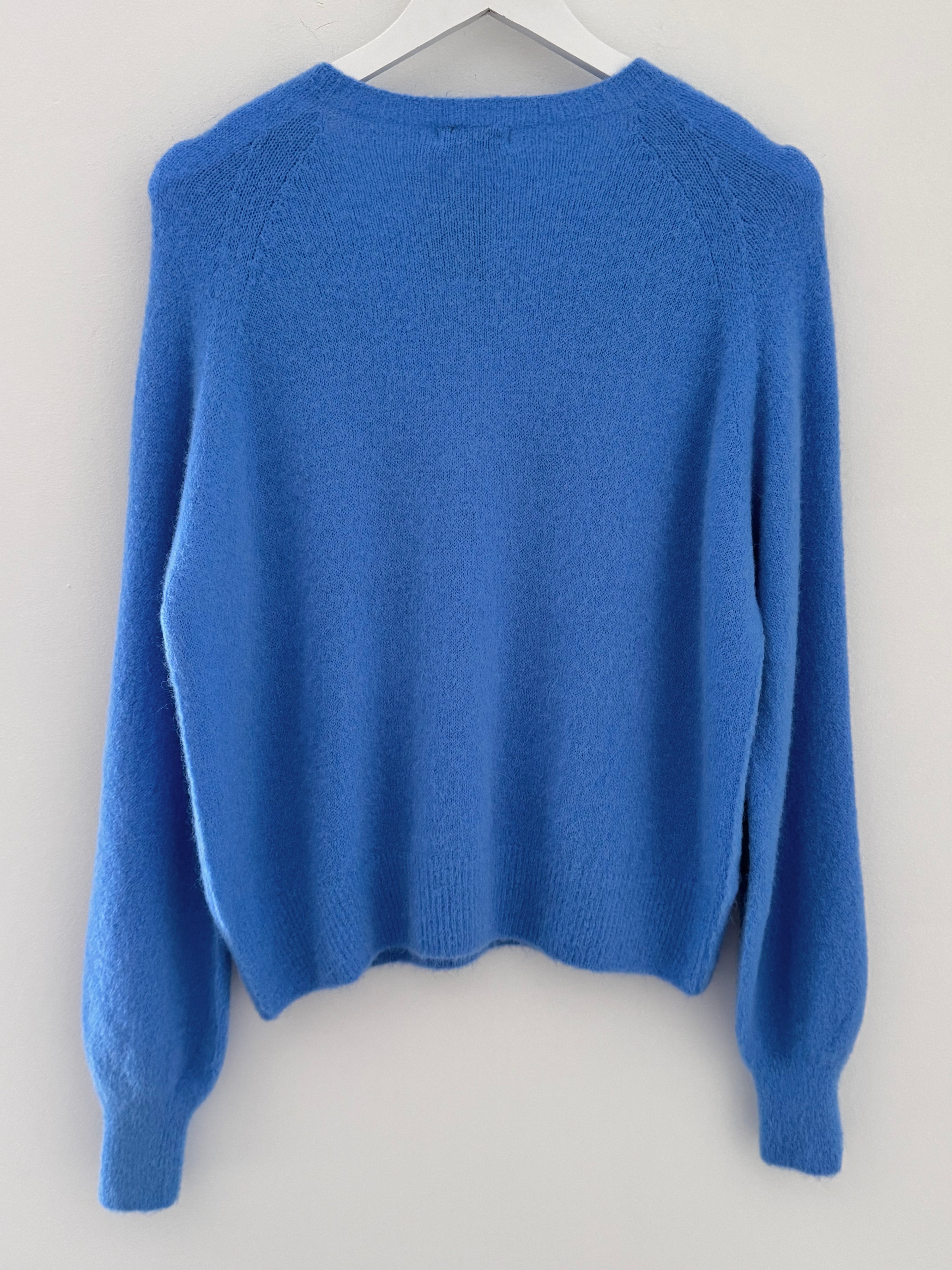 Softie Jumper with Button Neck in Cornflower