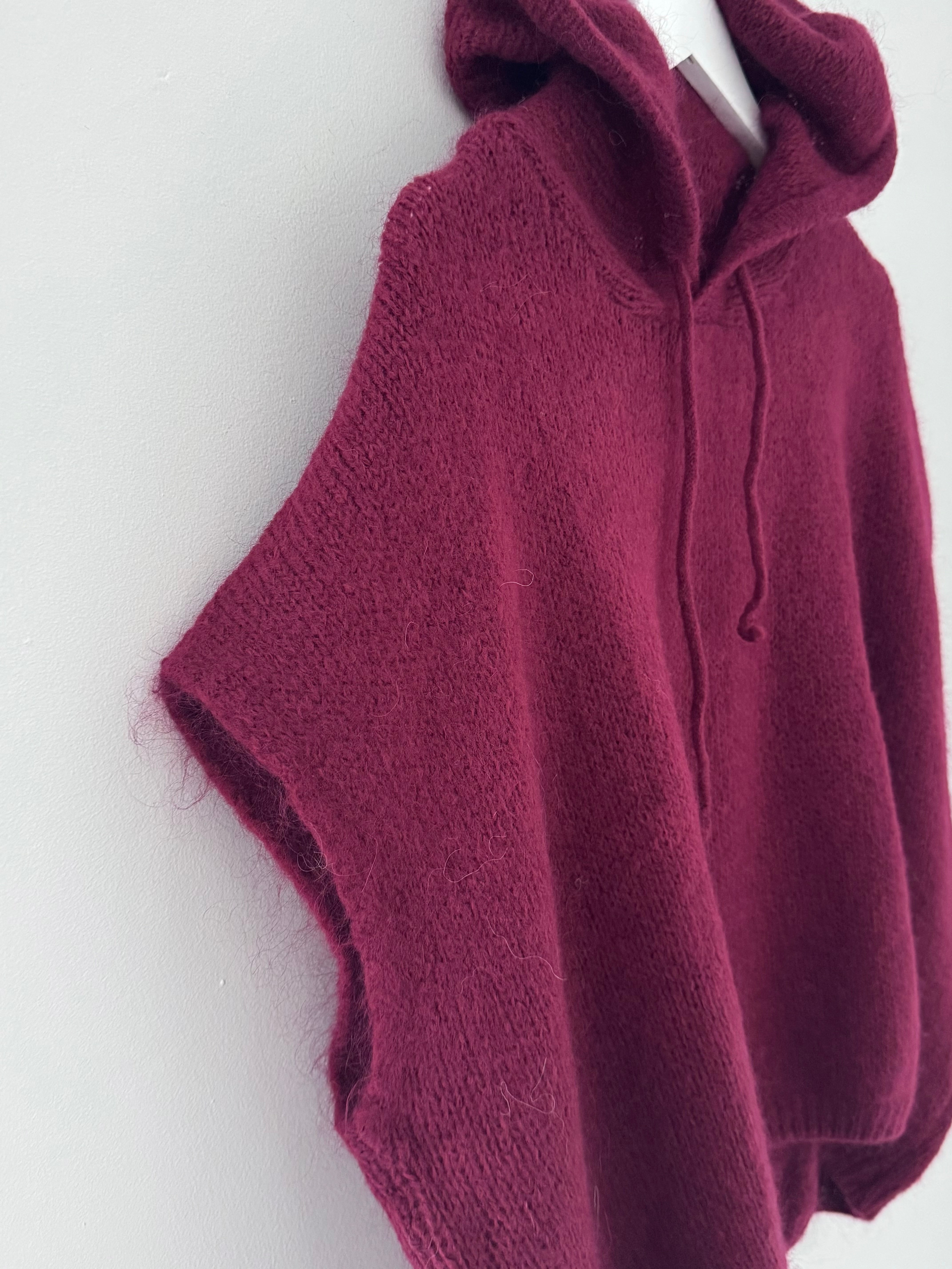 Mohair Hooded Tank in Wine