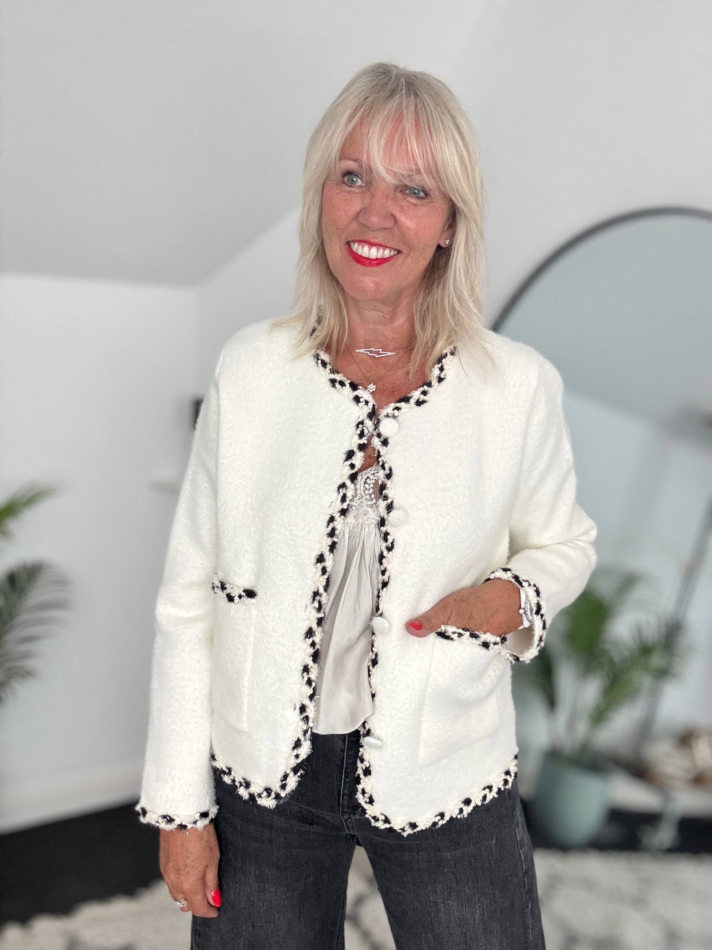 Button Cardi Jacket in Ivory