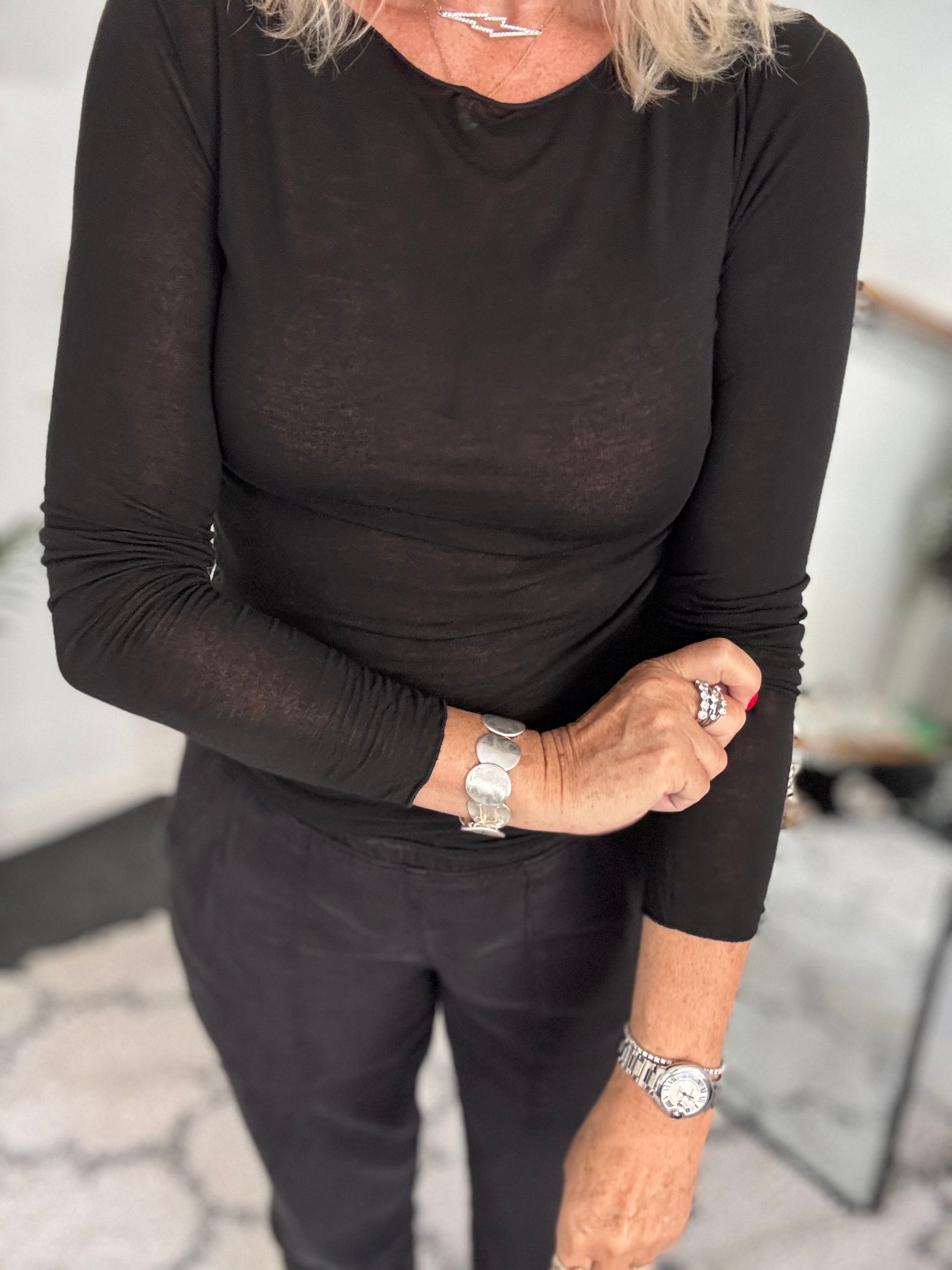 Ultrasoft Cashmere Blend Base Layer in Black