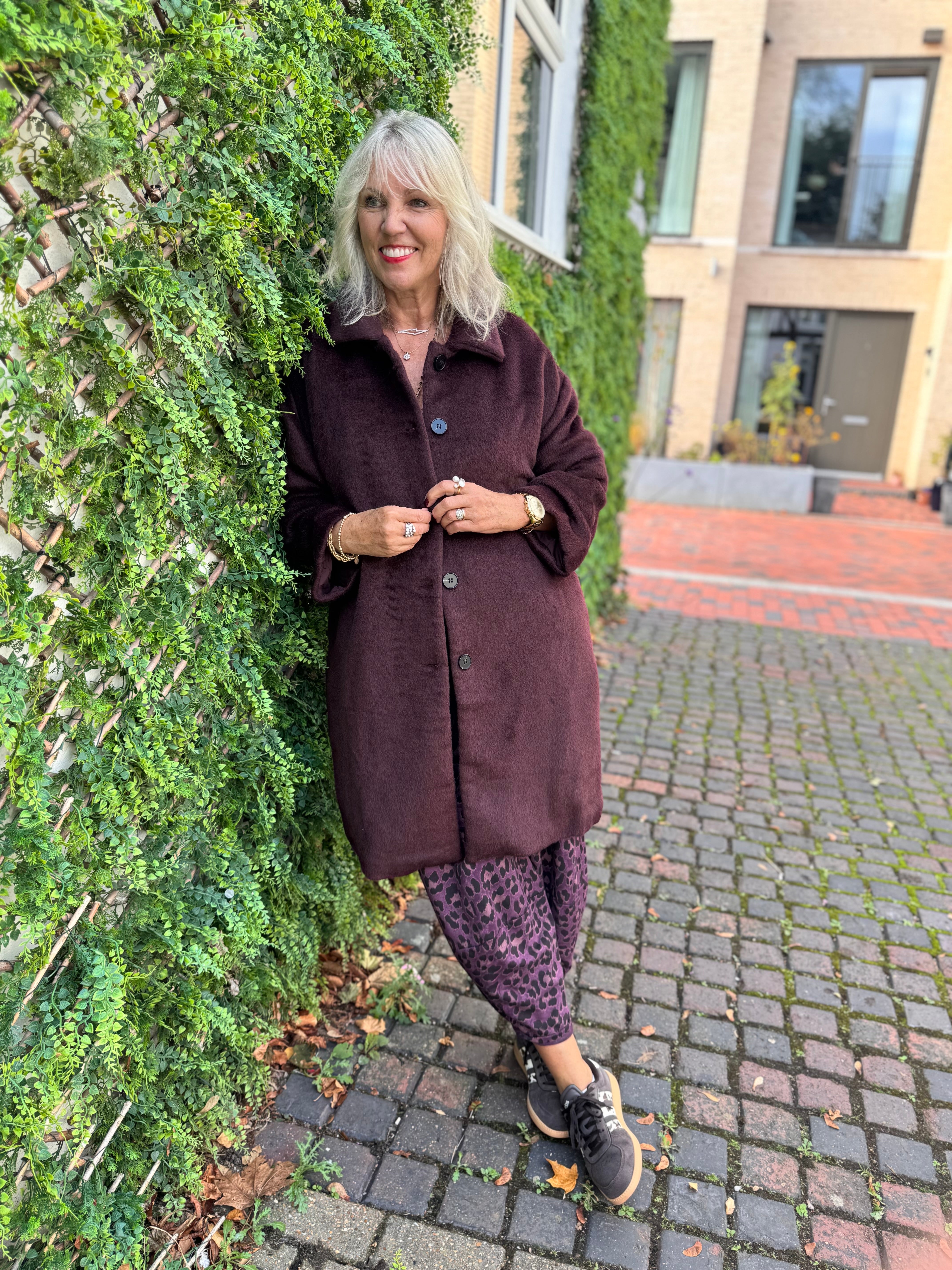 Luxe Mohair Coat in Plum