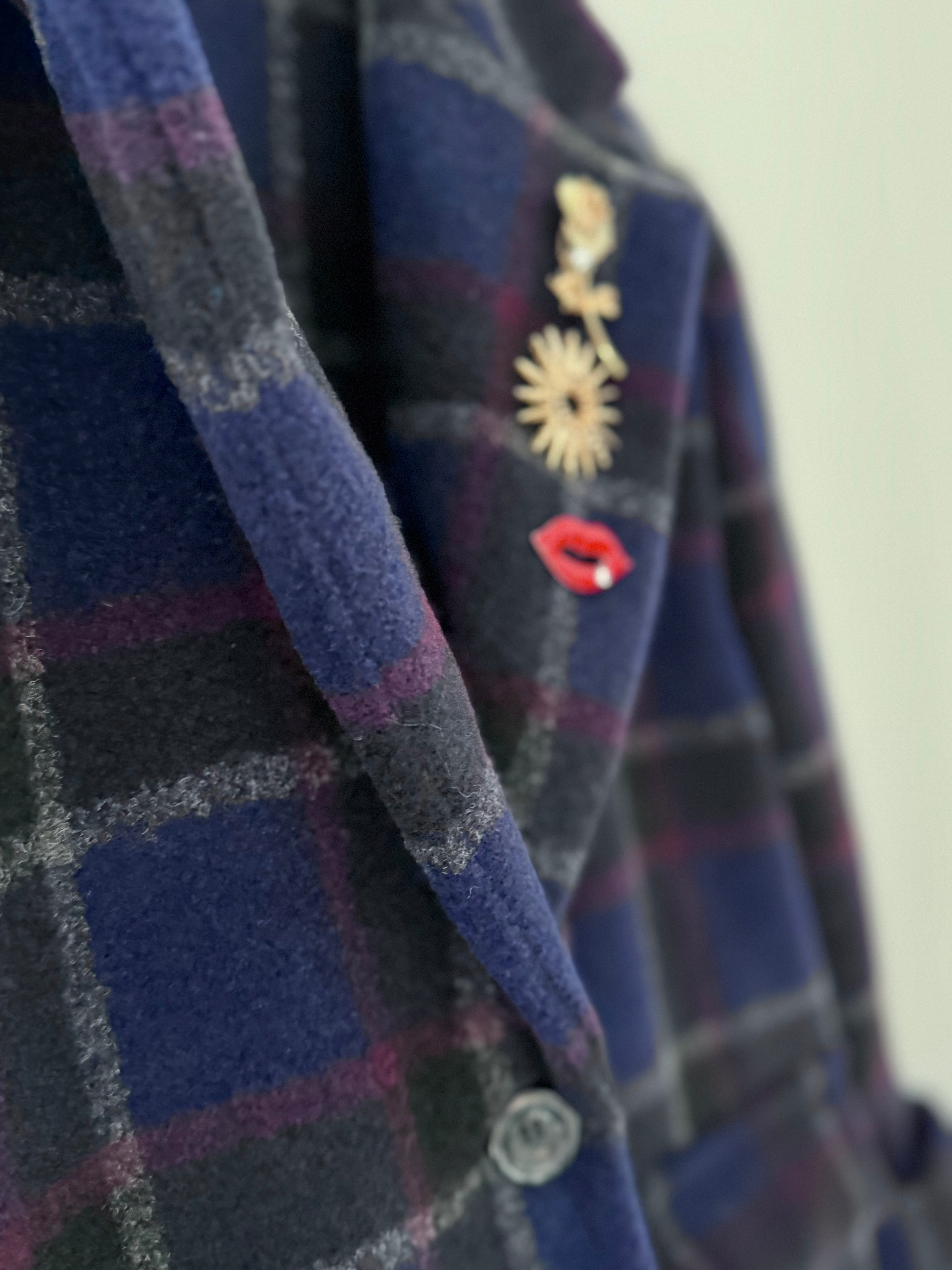 Cosy Check Jacket in Ink & Burgundy