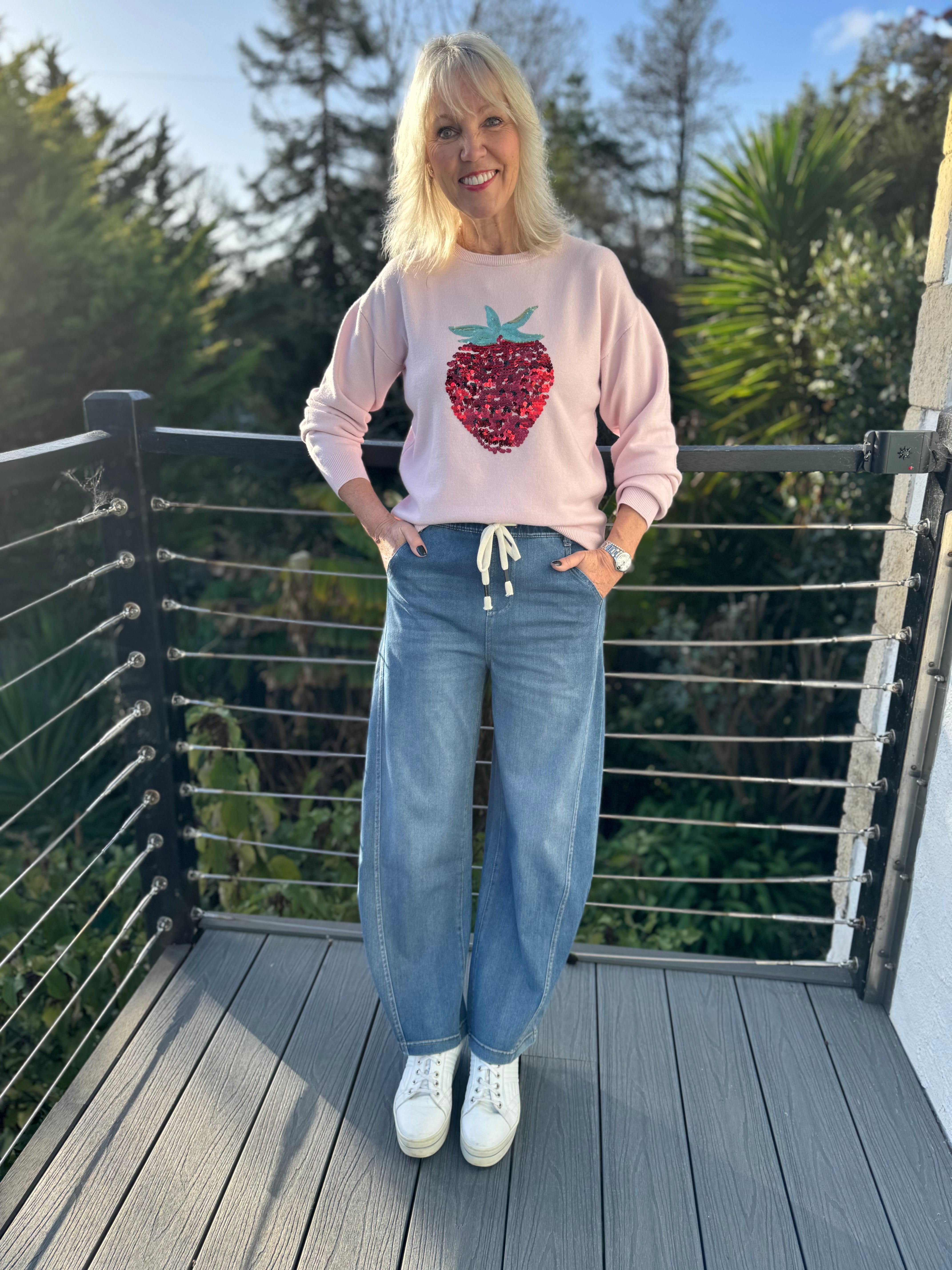 Strawberry Sequin Jumper in Pink & Red