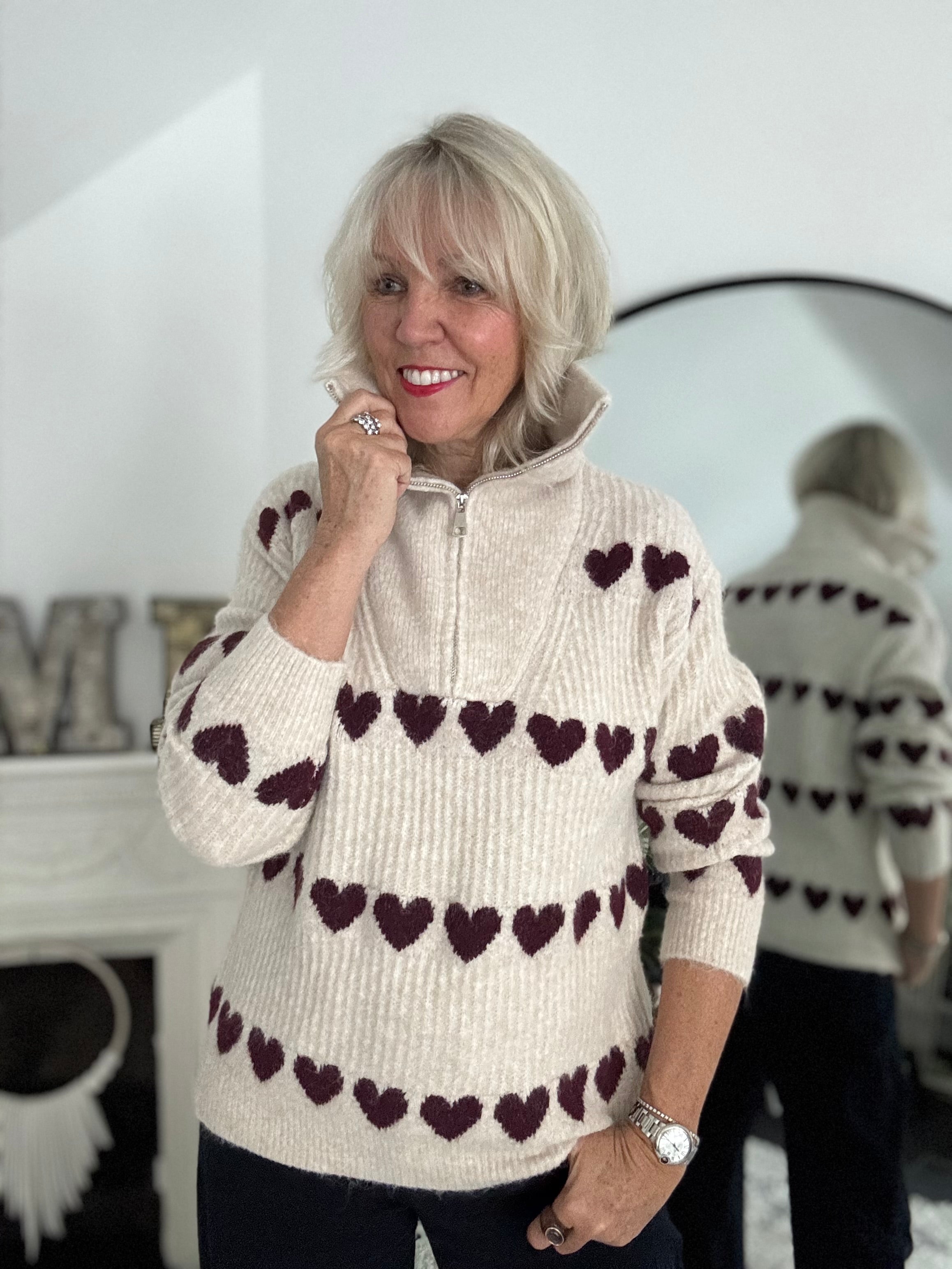 Super Soft Heart Knit with Quarter Zip