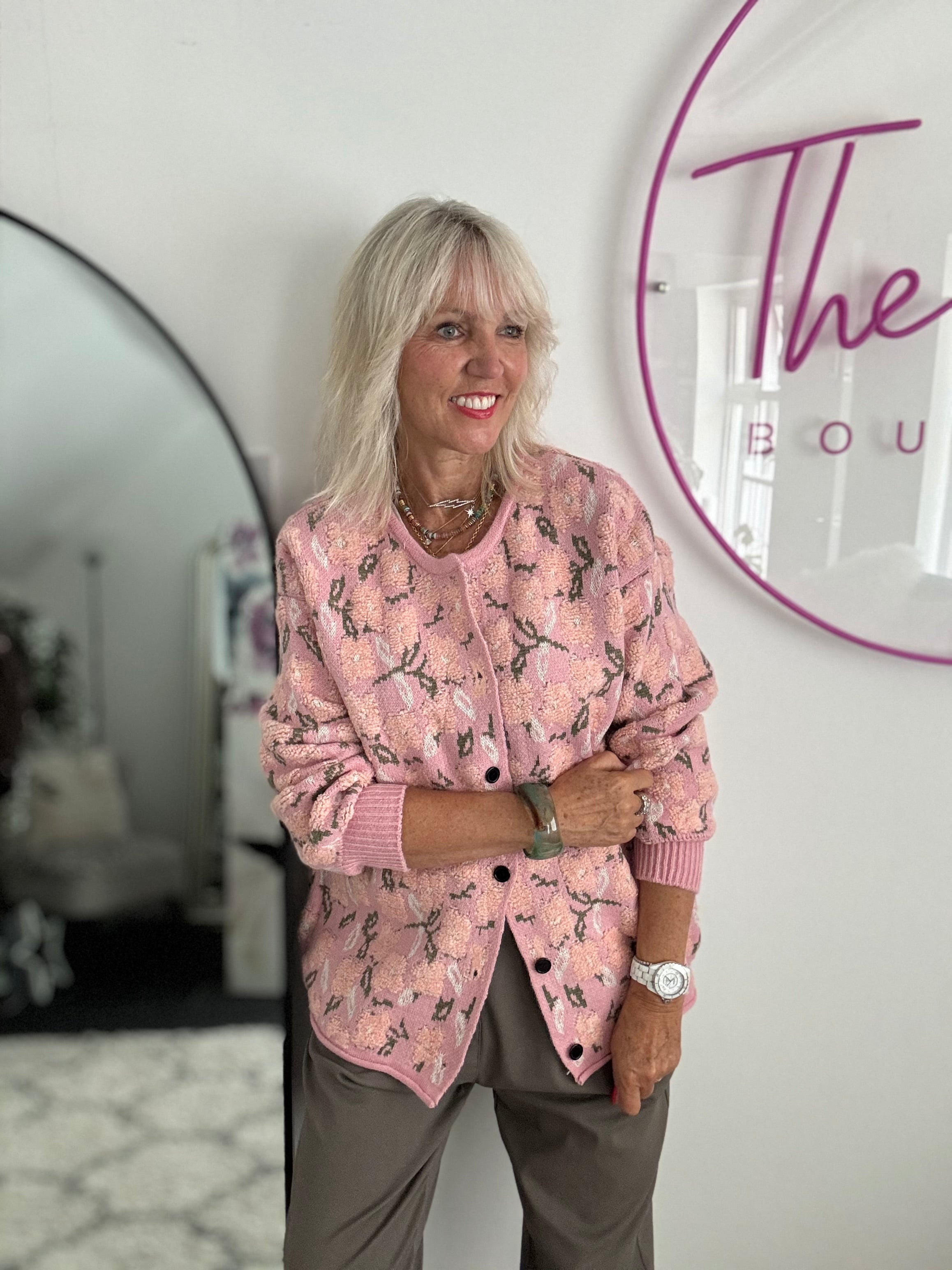 Soft Floral Cardi in Shades of Pink