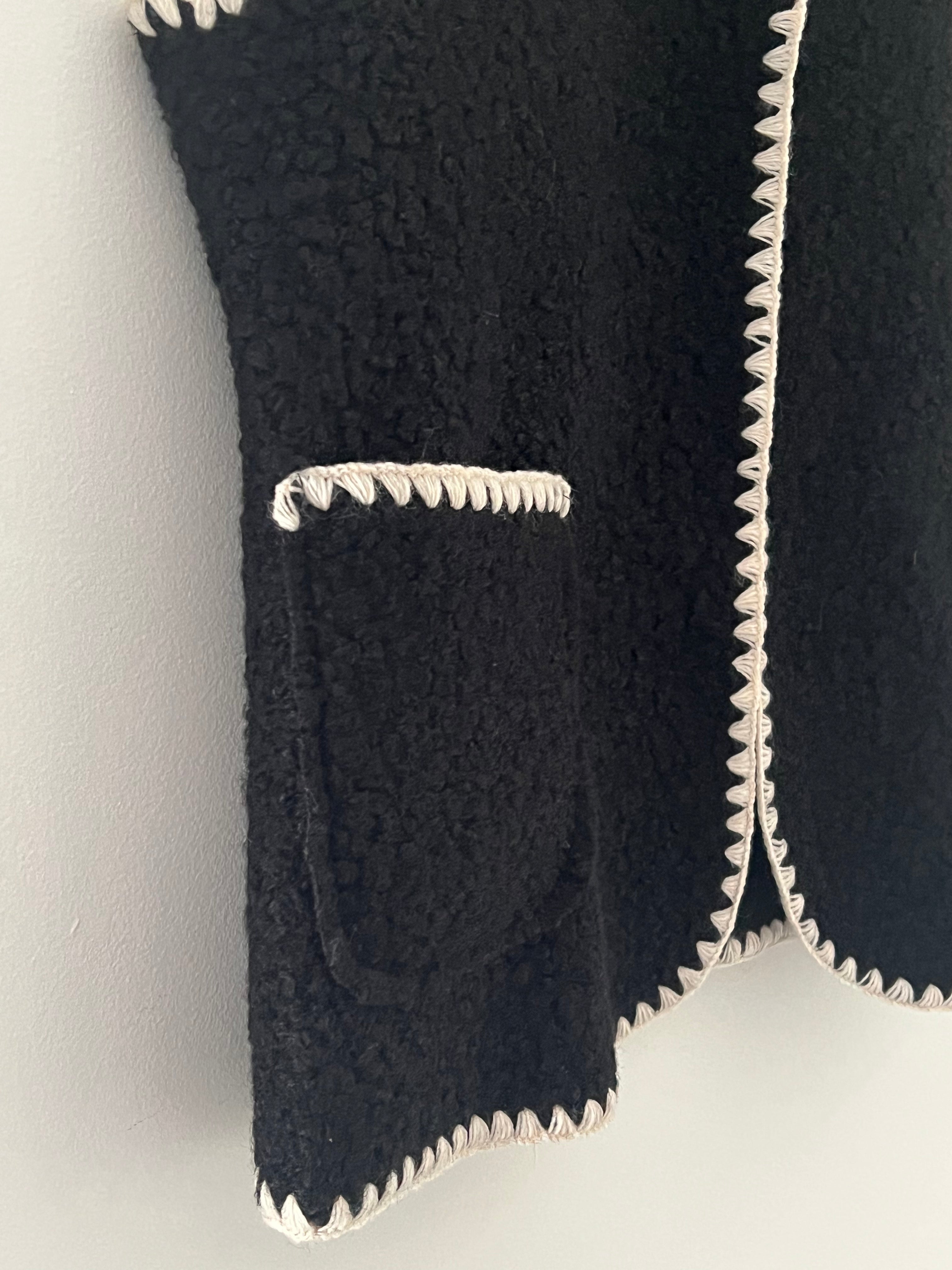 Boucle Waistcoat in Black & Ivory