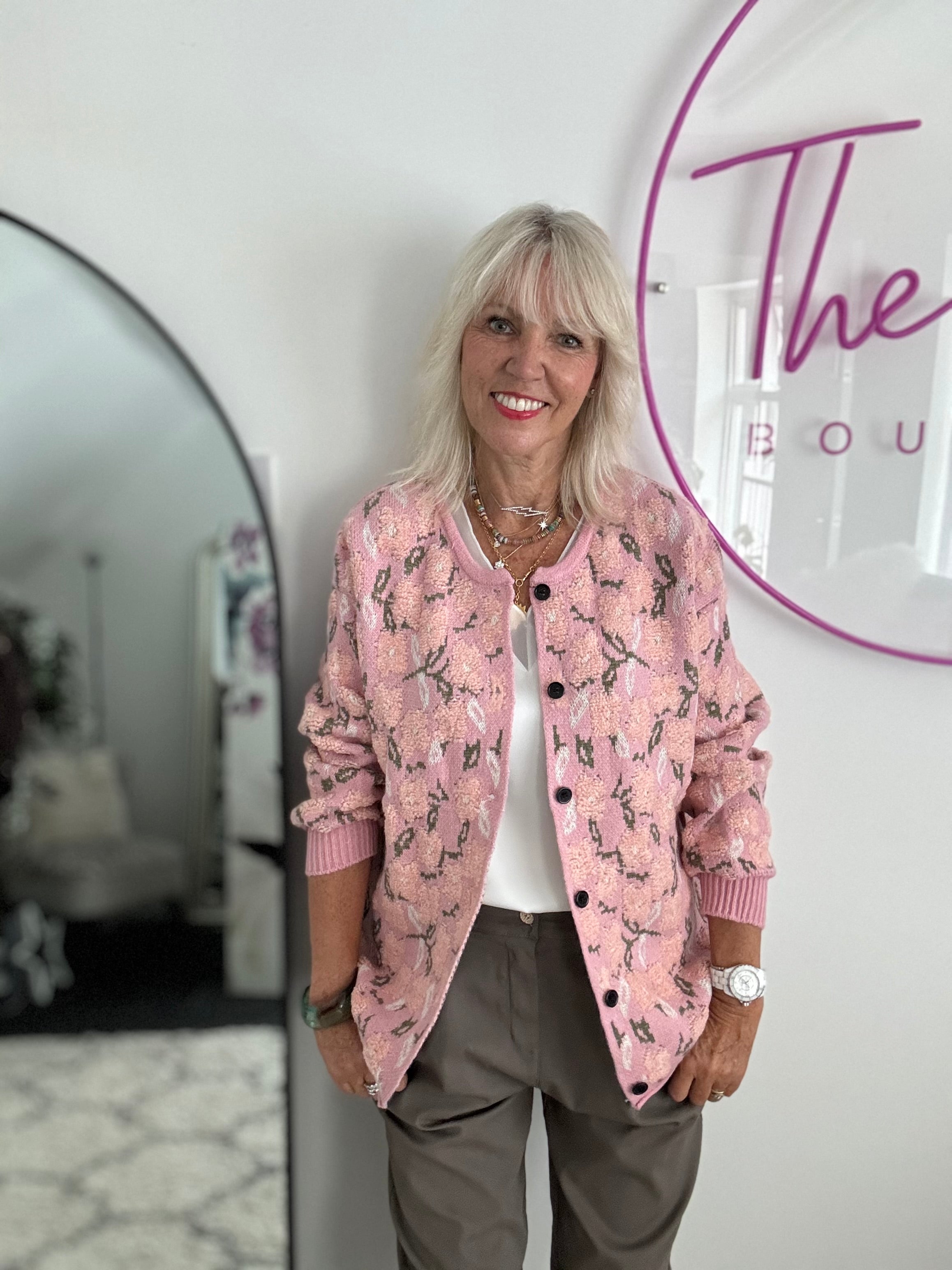Soft Floral Cardi in Shades of Pink