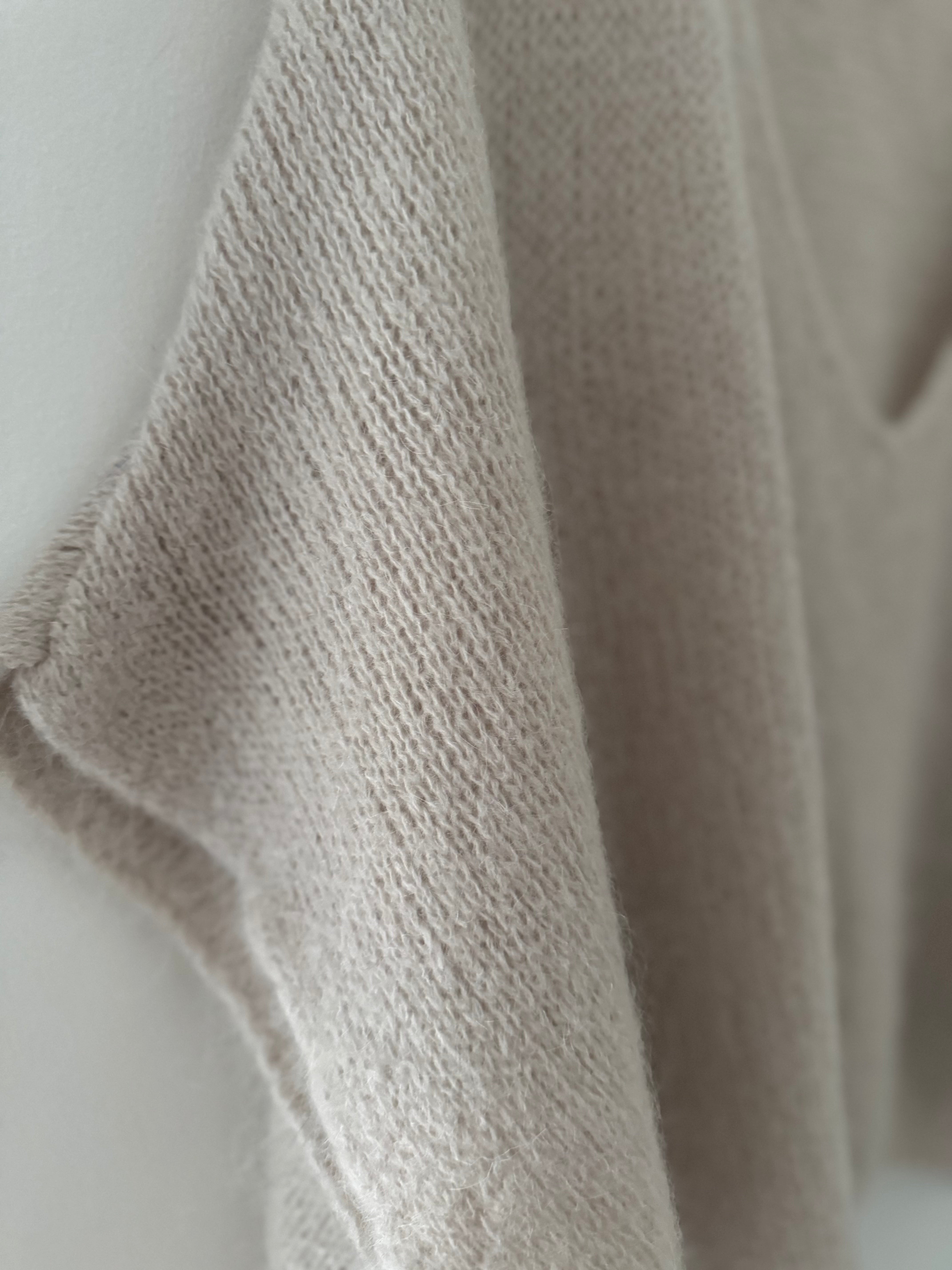 Mohair V Neck Tank in Stone