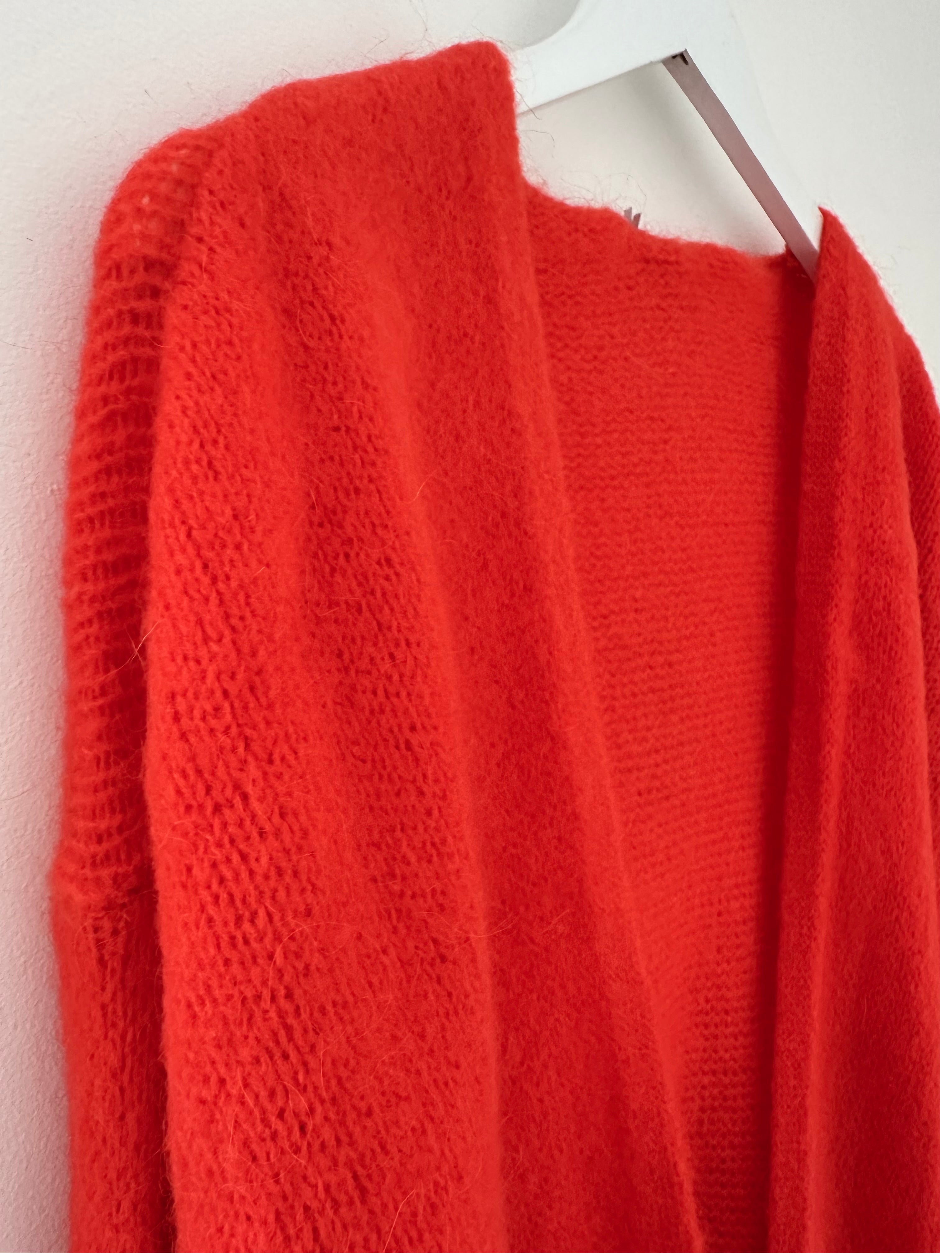 Mohair Cardi in Coral Red