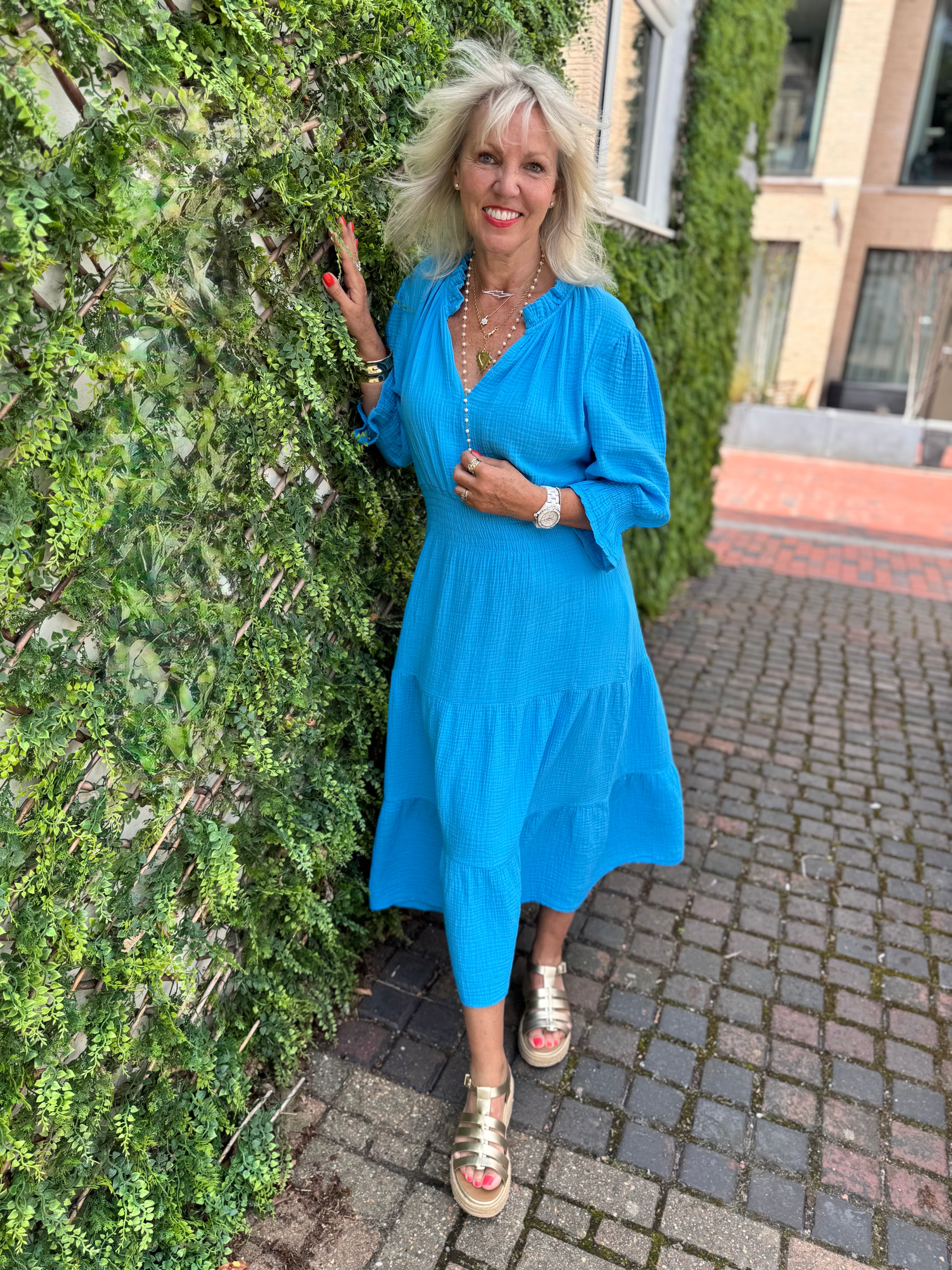 cheesecloth midi dress Bella Organic Cheesecloth Midi Dress - Bright Emerald