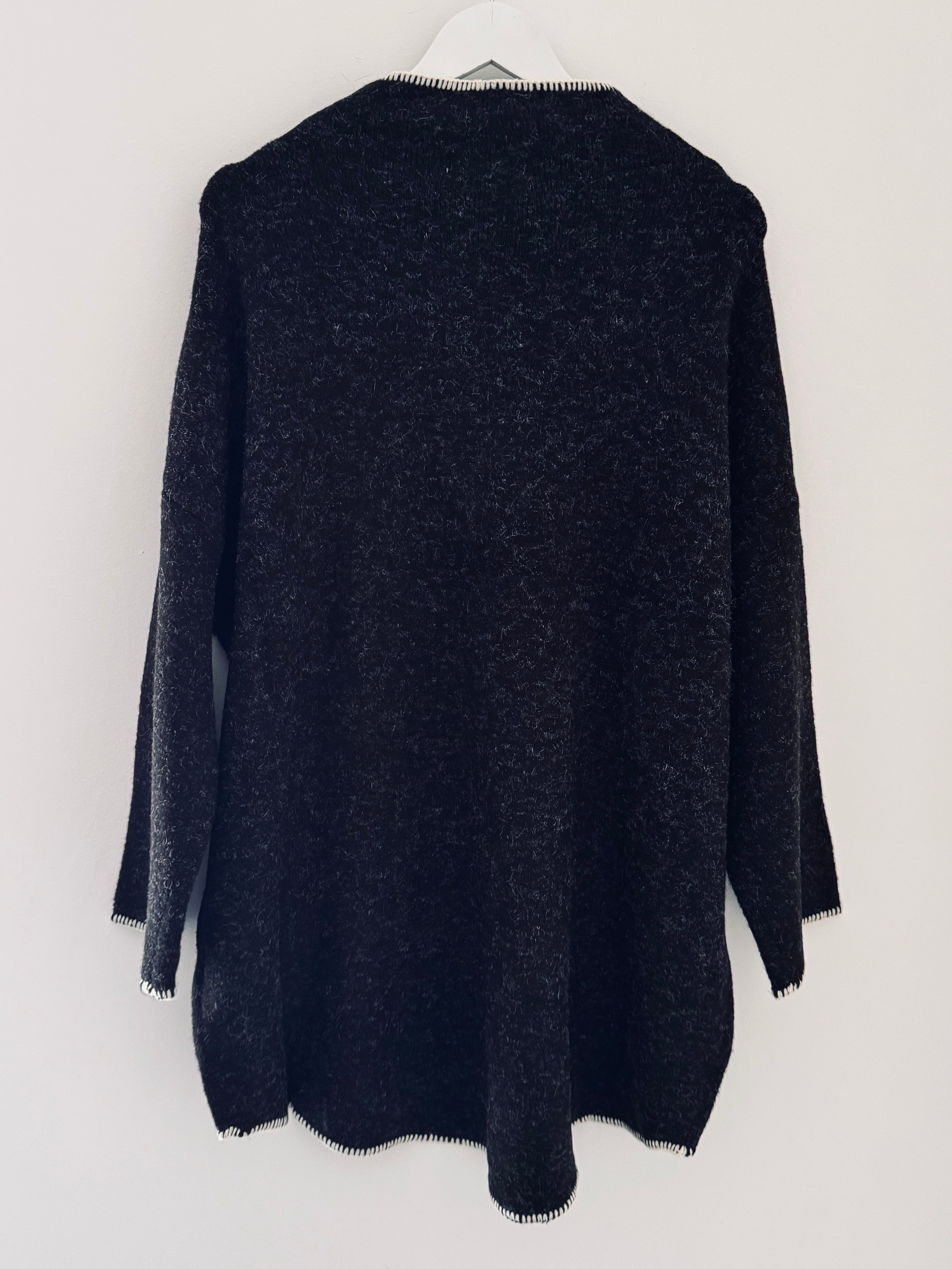 Blanket Stitch Jumper in Charcoal