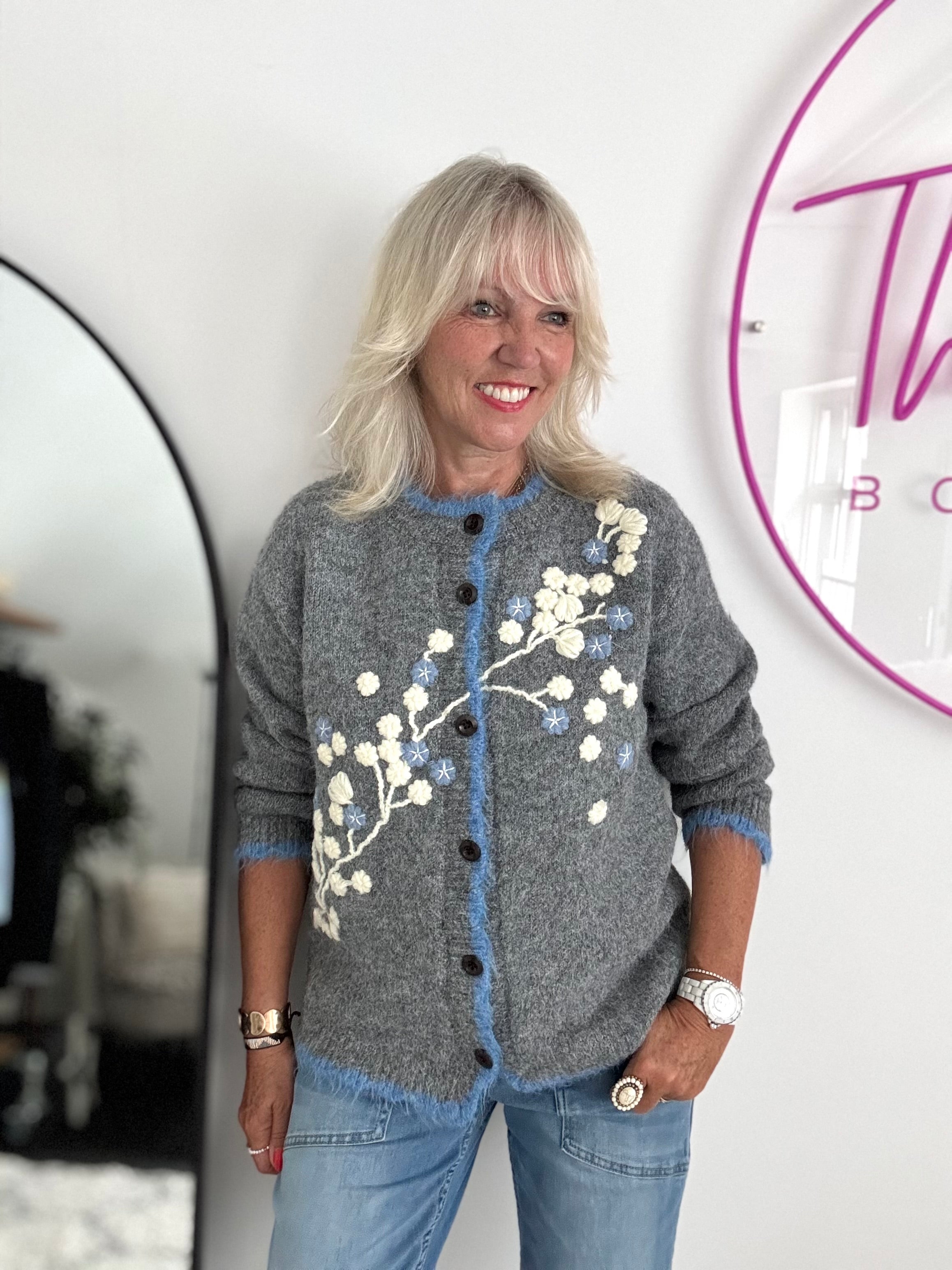 Soft Cardi with Embroidered Flowers