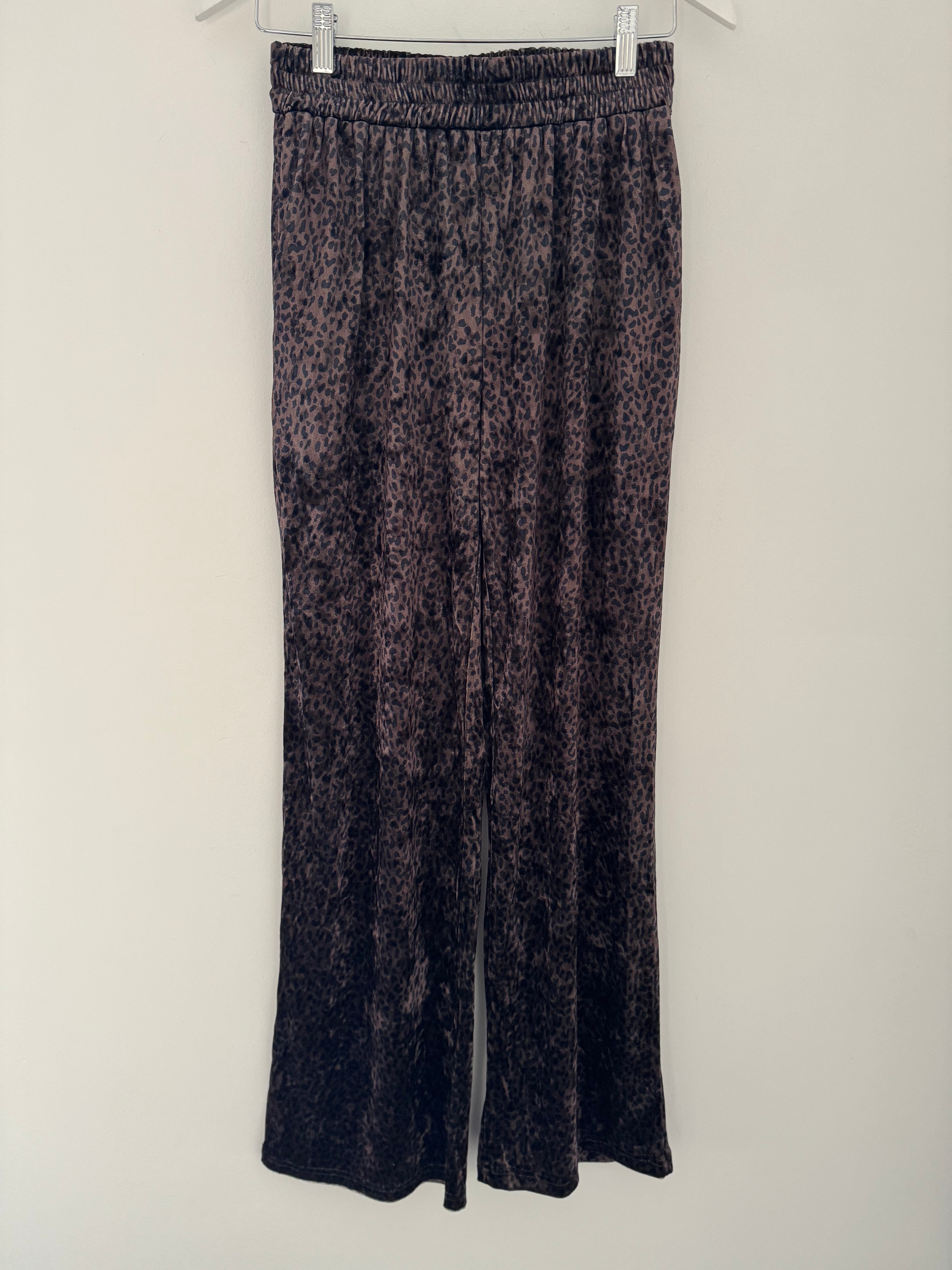 Velvet Stretch Trousers in Chocolate Leopard