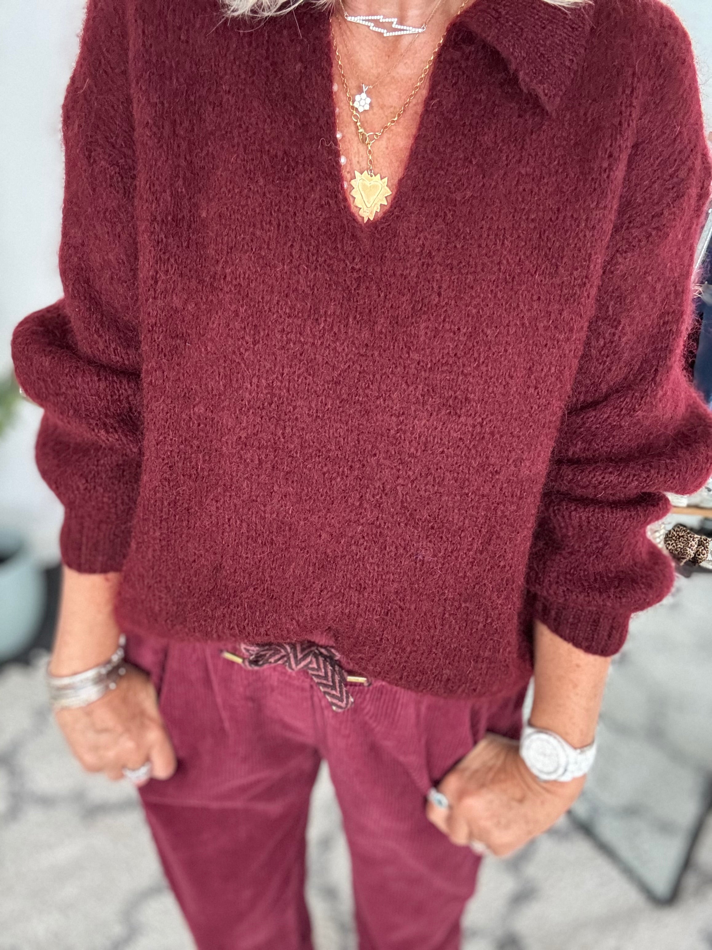 Collared Mohair Jumper in Berry