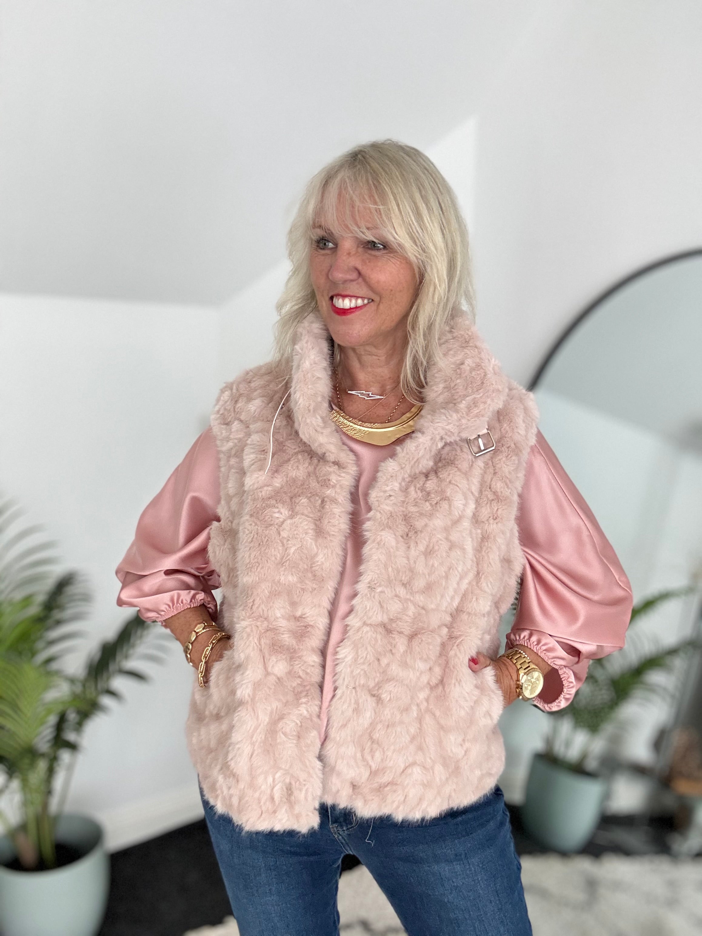 Silky Round Neck Top in Deep Blush