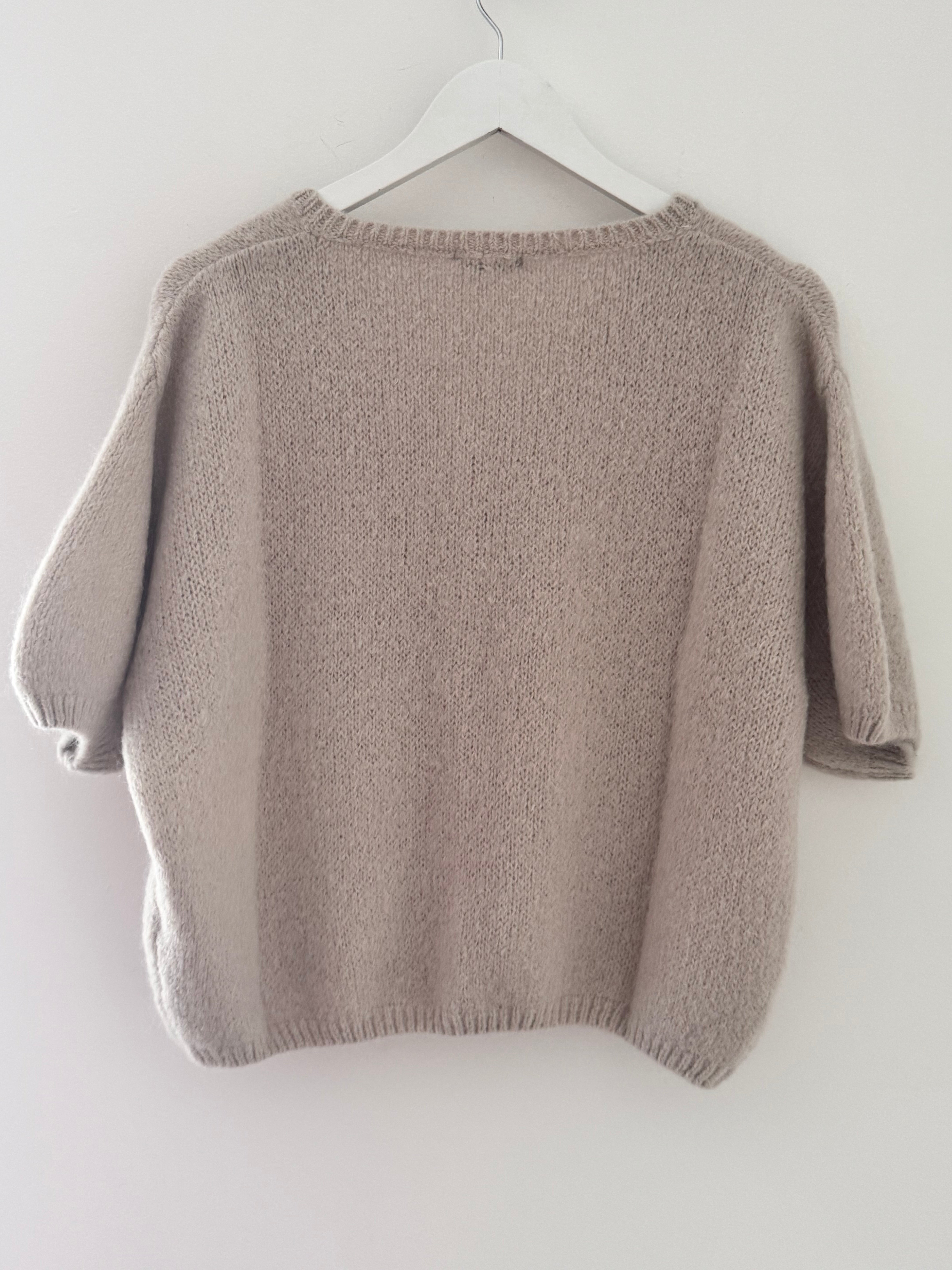 Super Soft Short Sleeve Cardi in Stone