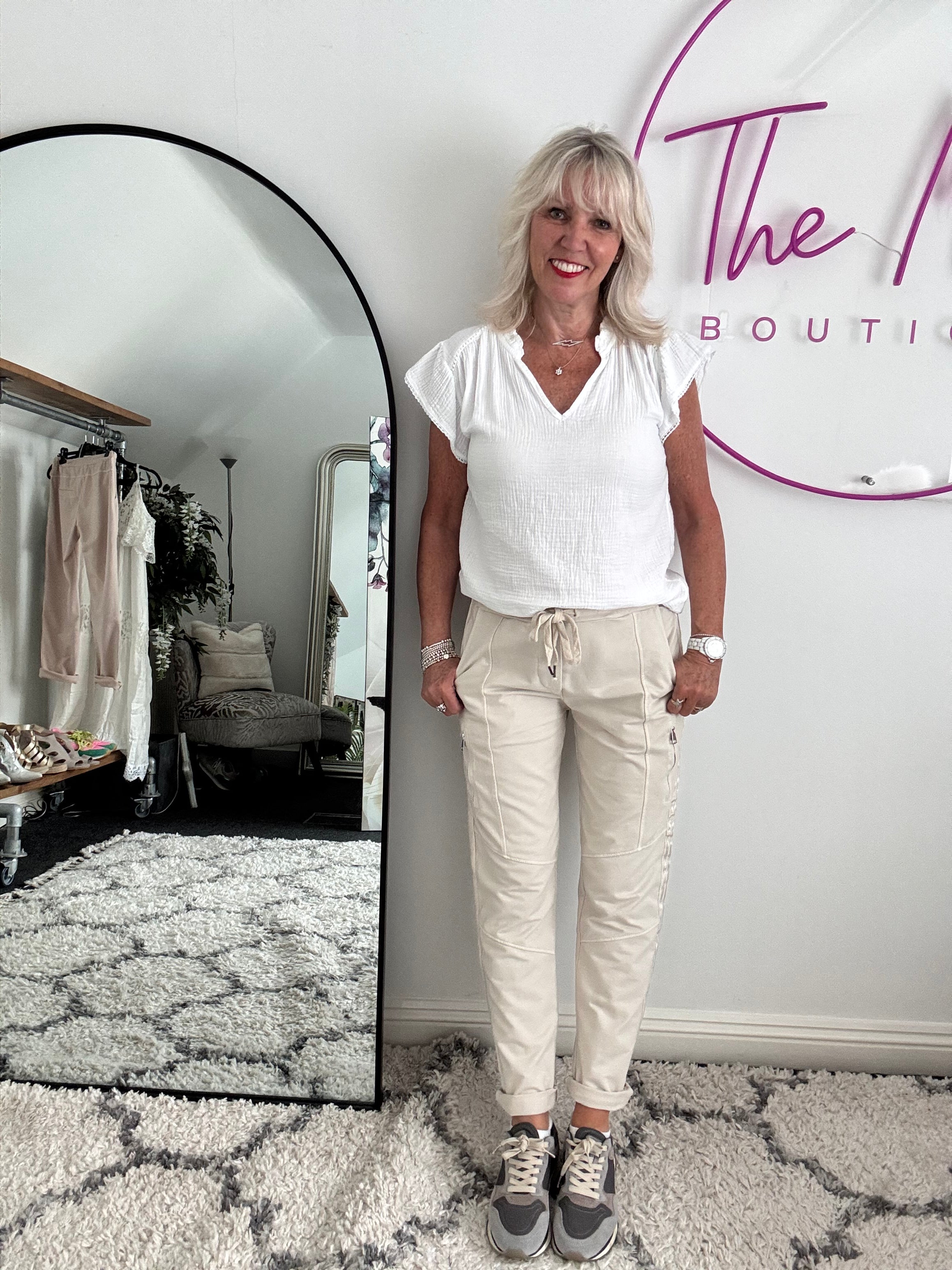 Jersey Stretch Joggers in Stone