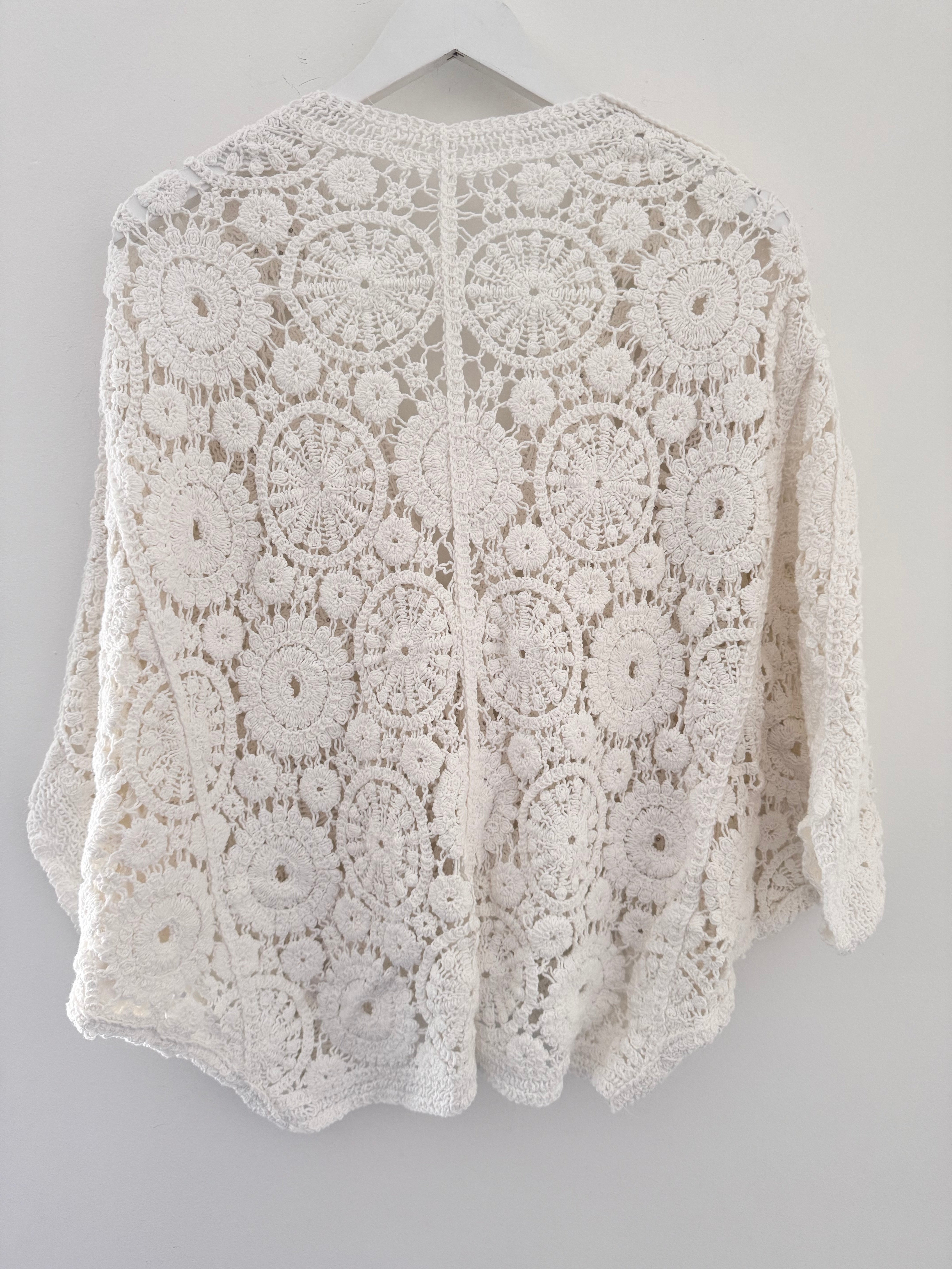 Batwing Crochet Cardigan in Ivory