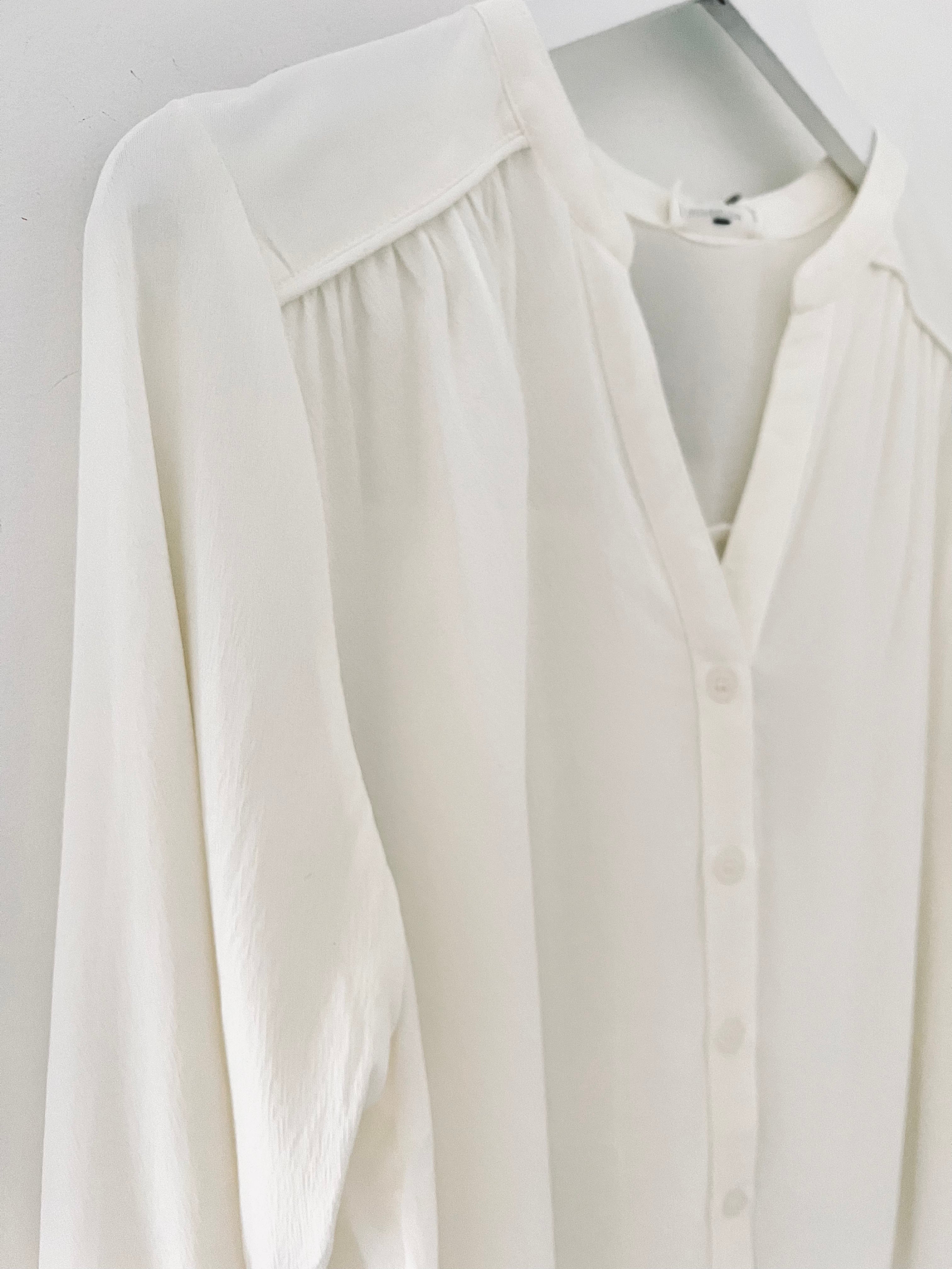 Ivory Blouse with Grandad Collar