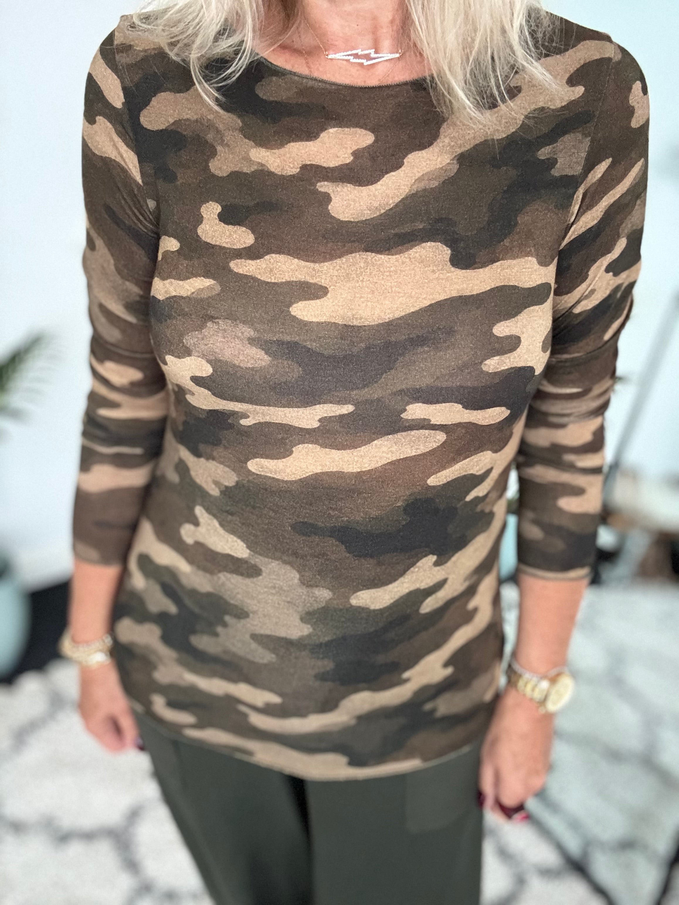 Ultrasoft Cashmere Blend Base Layer in Khaki & Cocoa Camo
