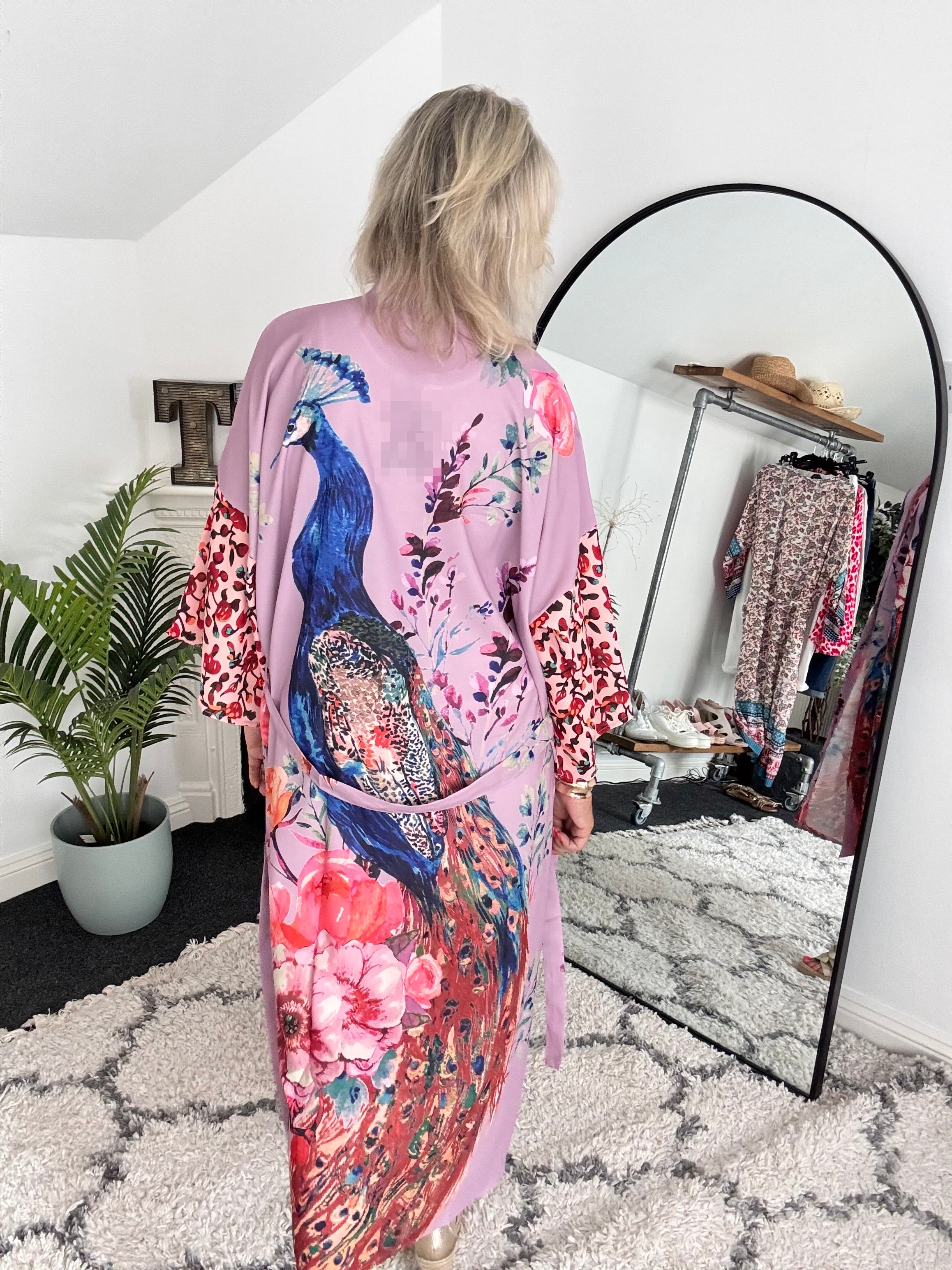 Silky Peacock Kimono