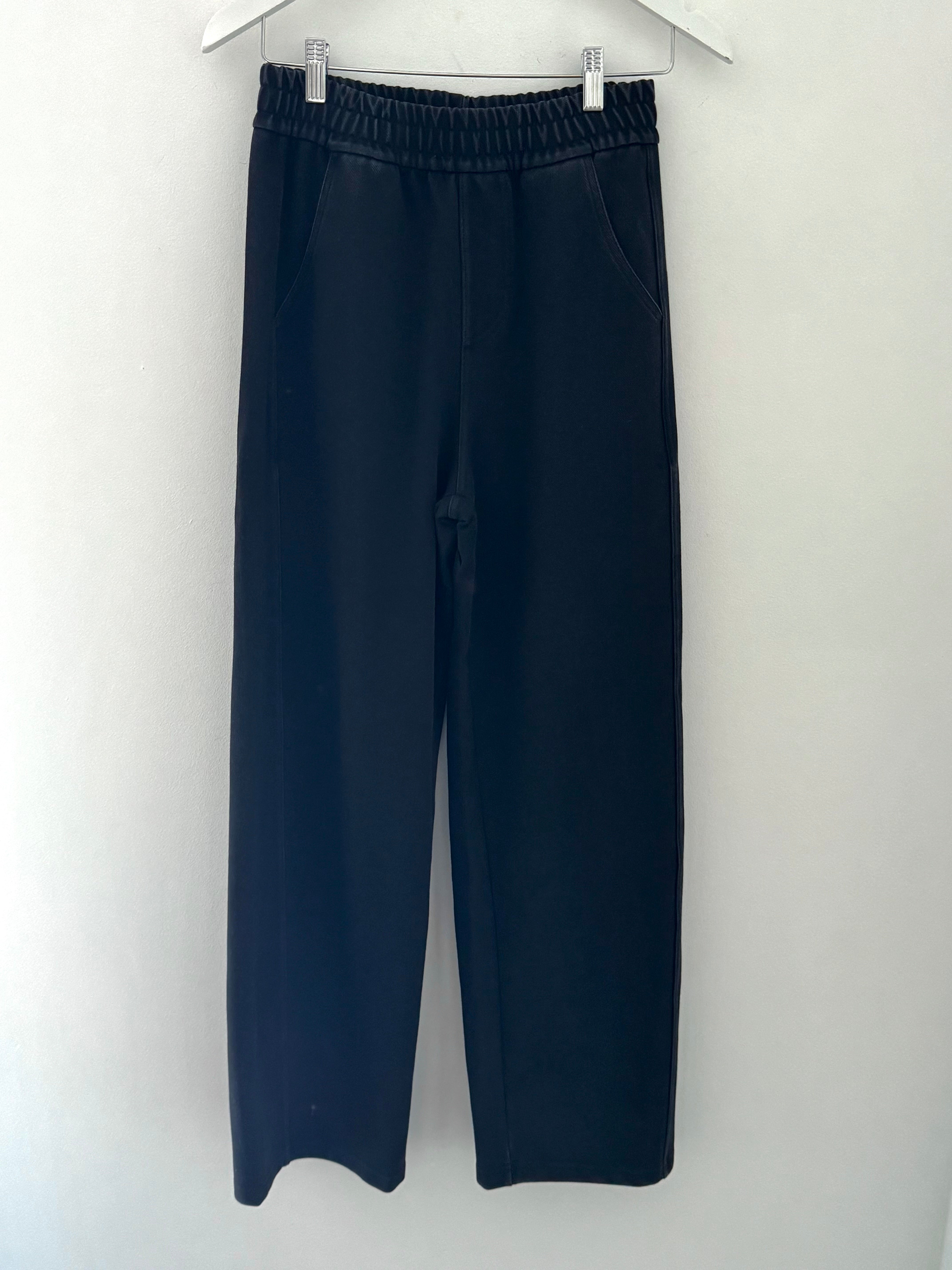 Stretch Denim Trousers in Washed Black