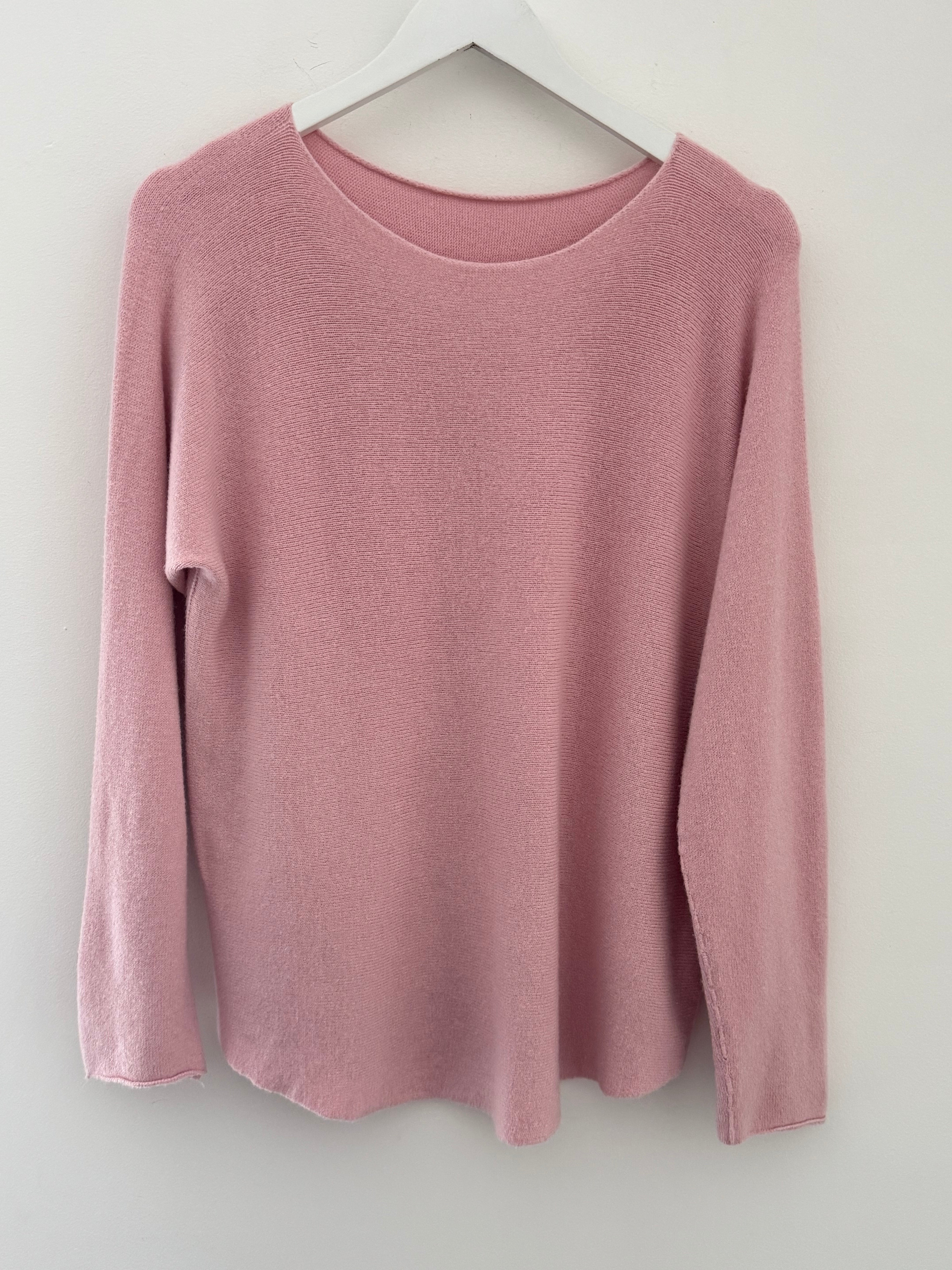 Simple Round Neck Jumper in Blush Pink