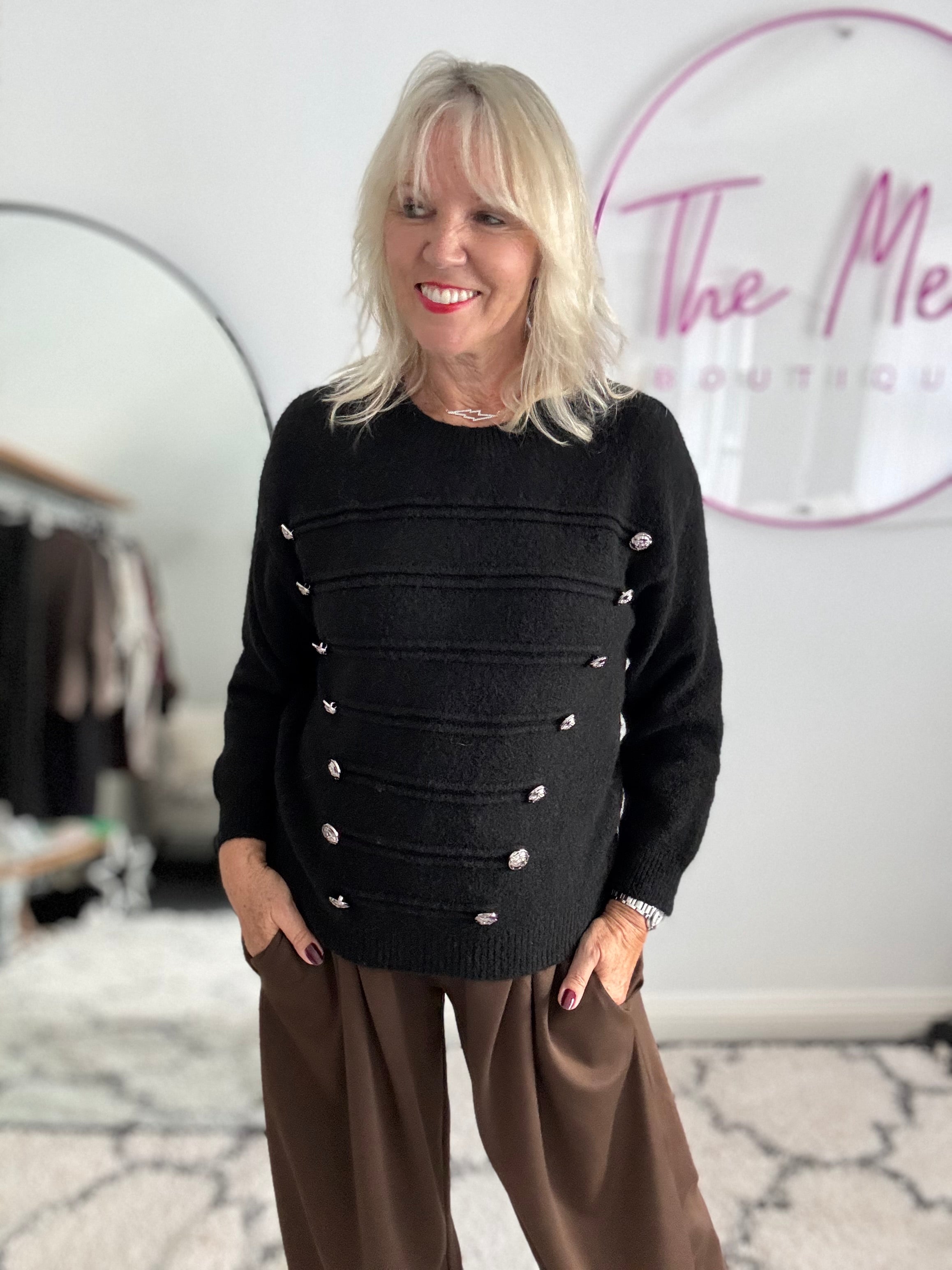 Soft Military Jumper in Black