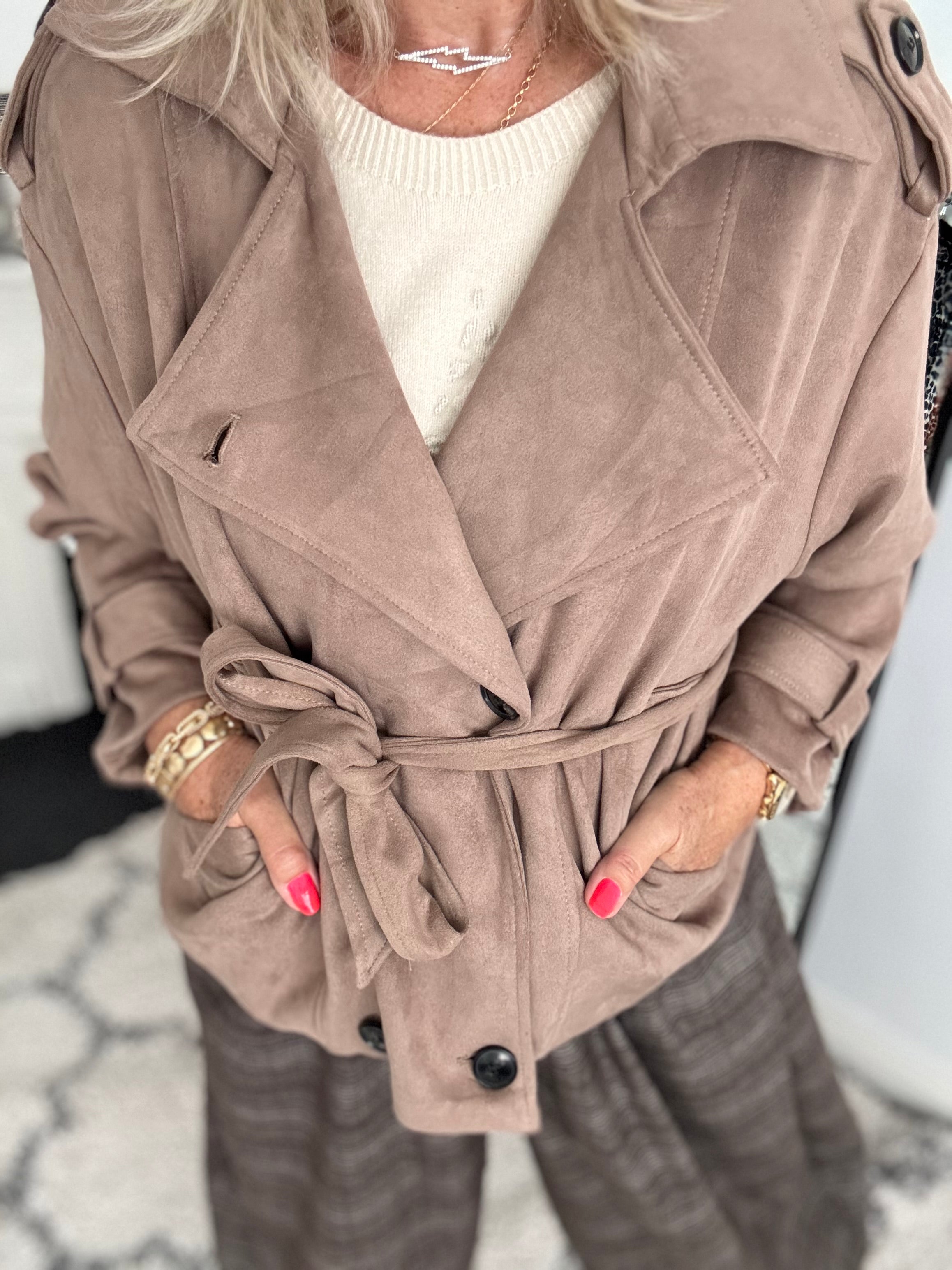 Luxe Suede Jacket in Soft Mole