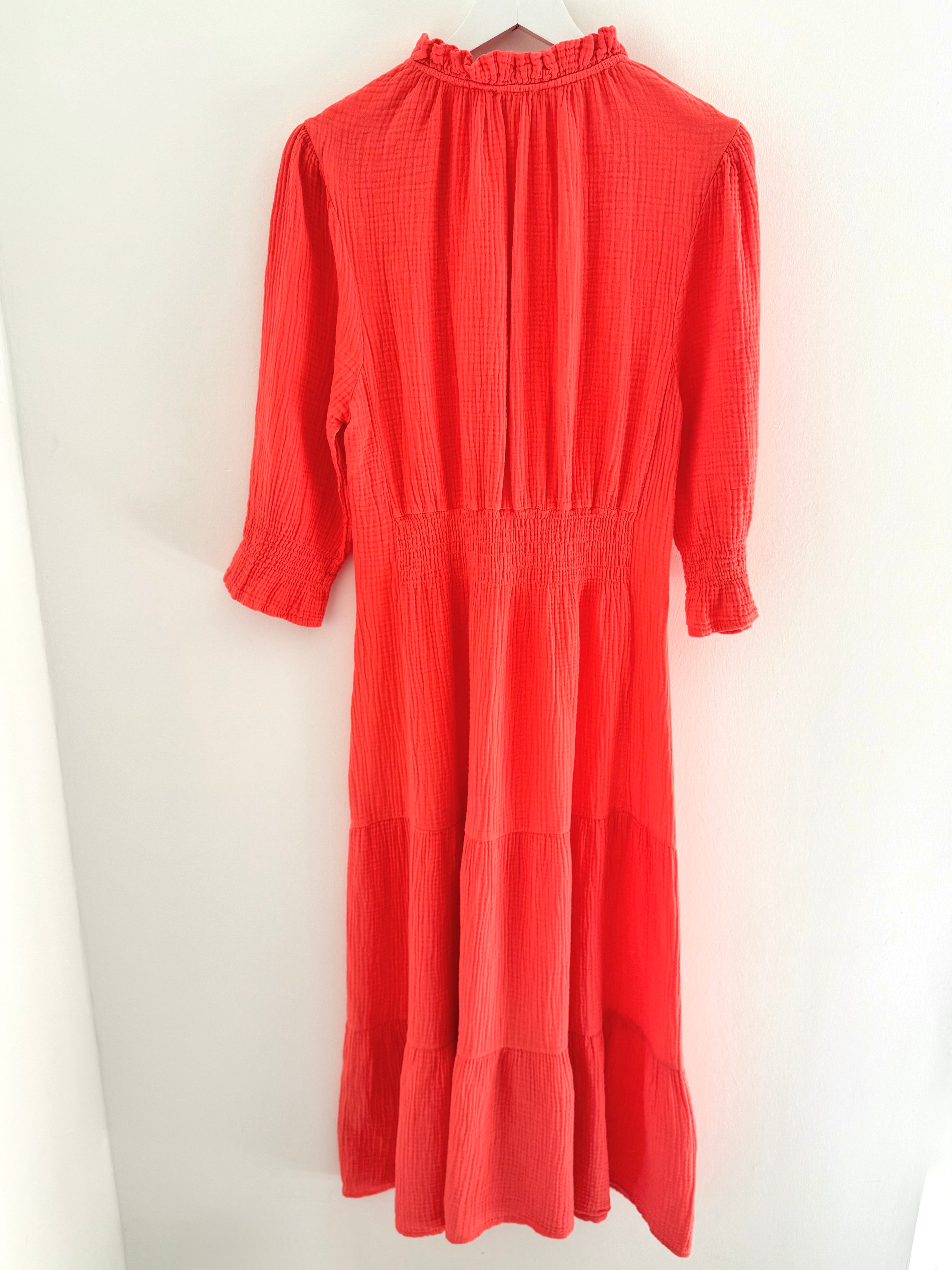 Cheesecloth Midi Dress in Coral