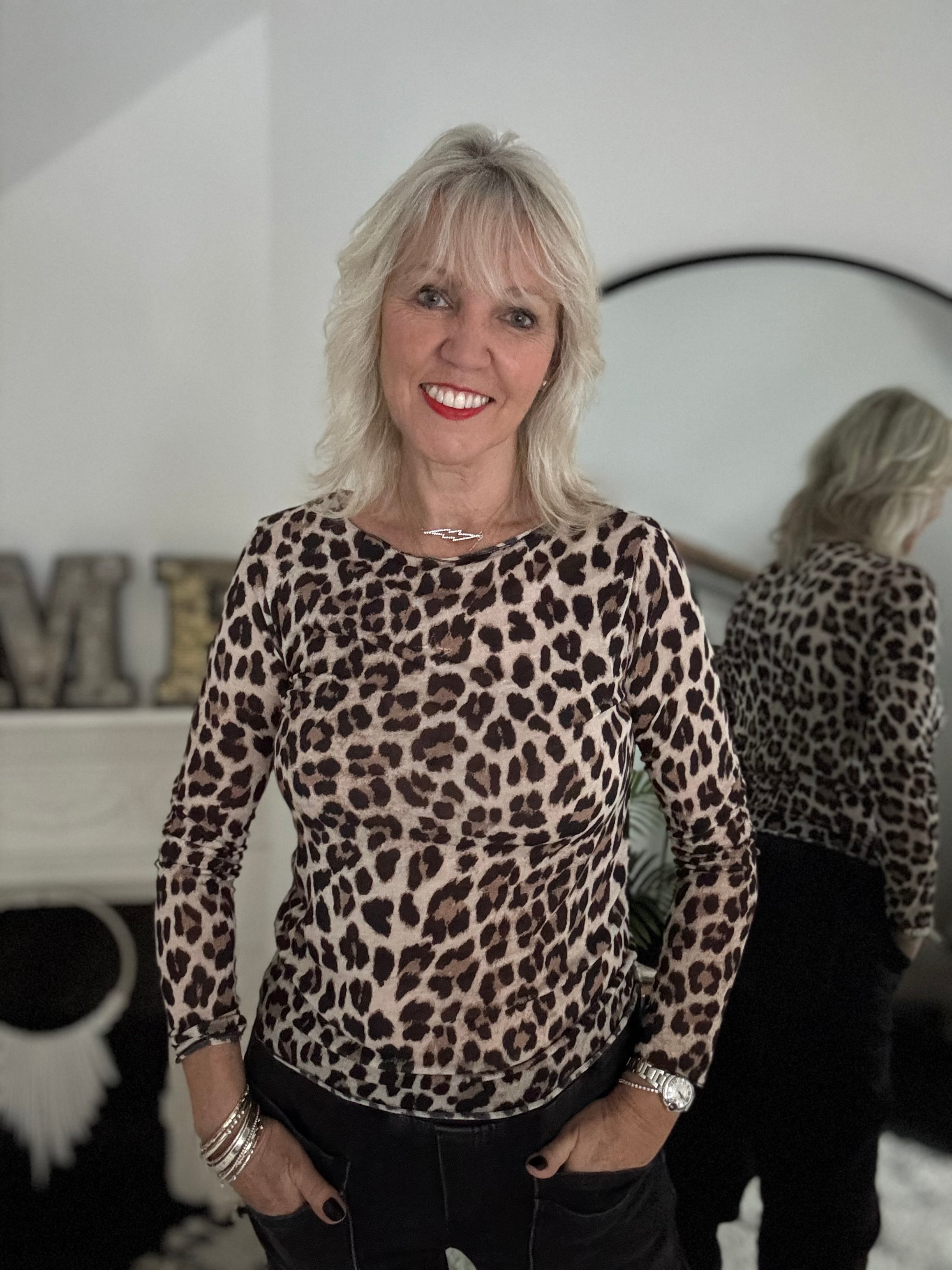 Ultrasoft Cashmere Blend Base Layer in Leopard