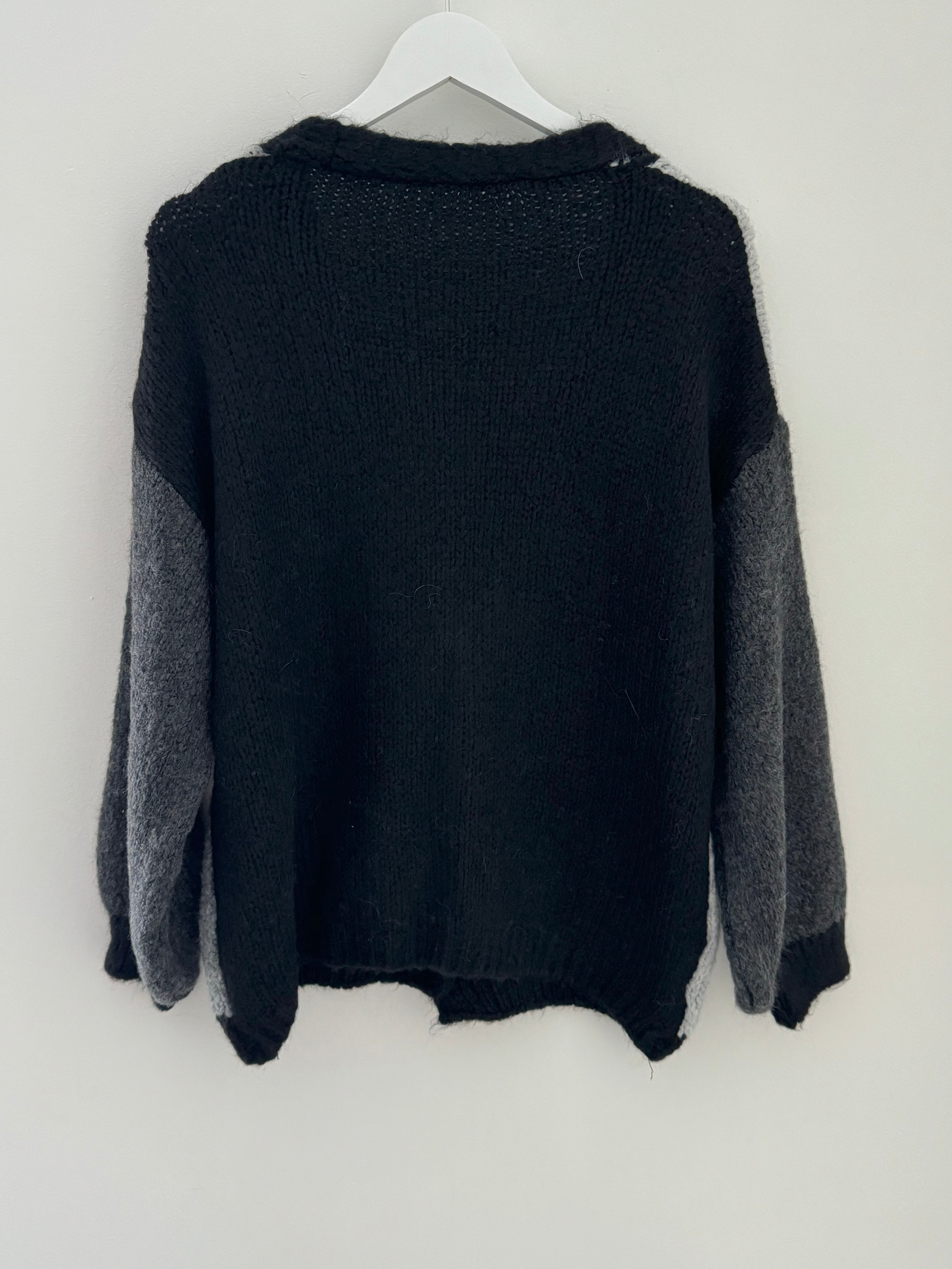 Cosy Boyfriend Cardi in Black & Greys